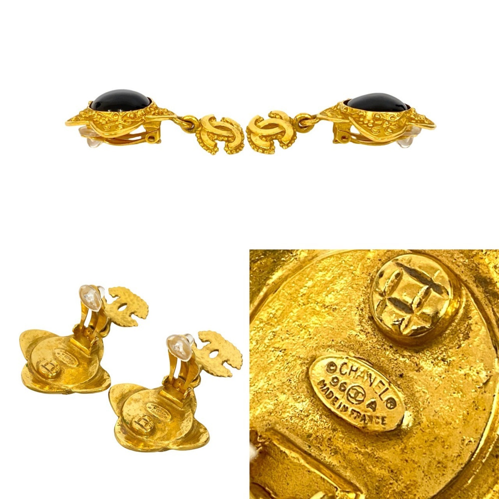 CC Logo Clip-On Earrings Metal Gold-Tone Metal