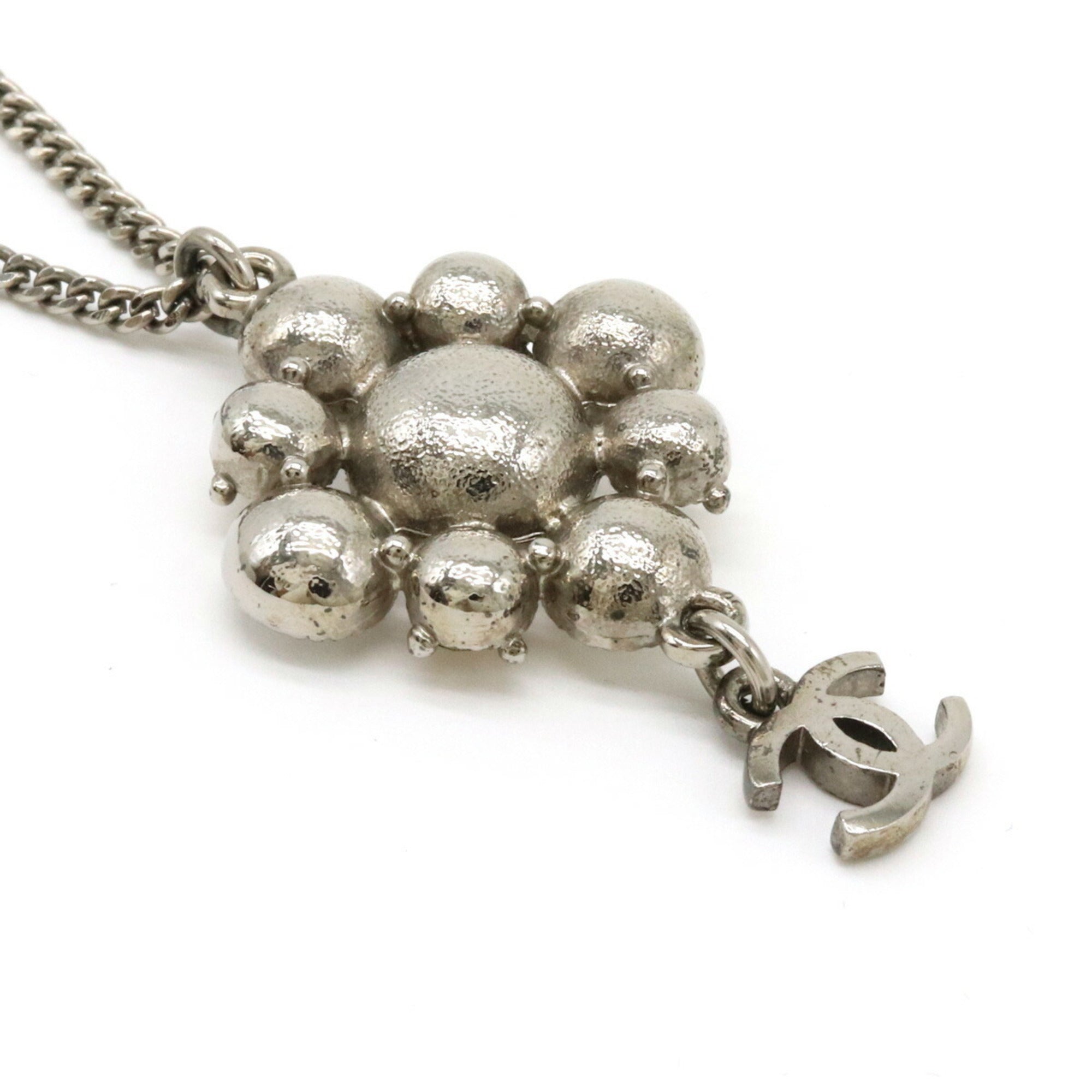 CC Logo Pendant Necklace Silver-Tone Metal