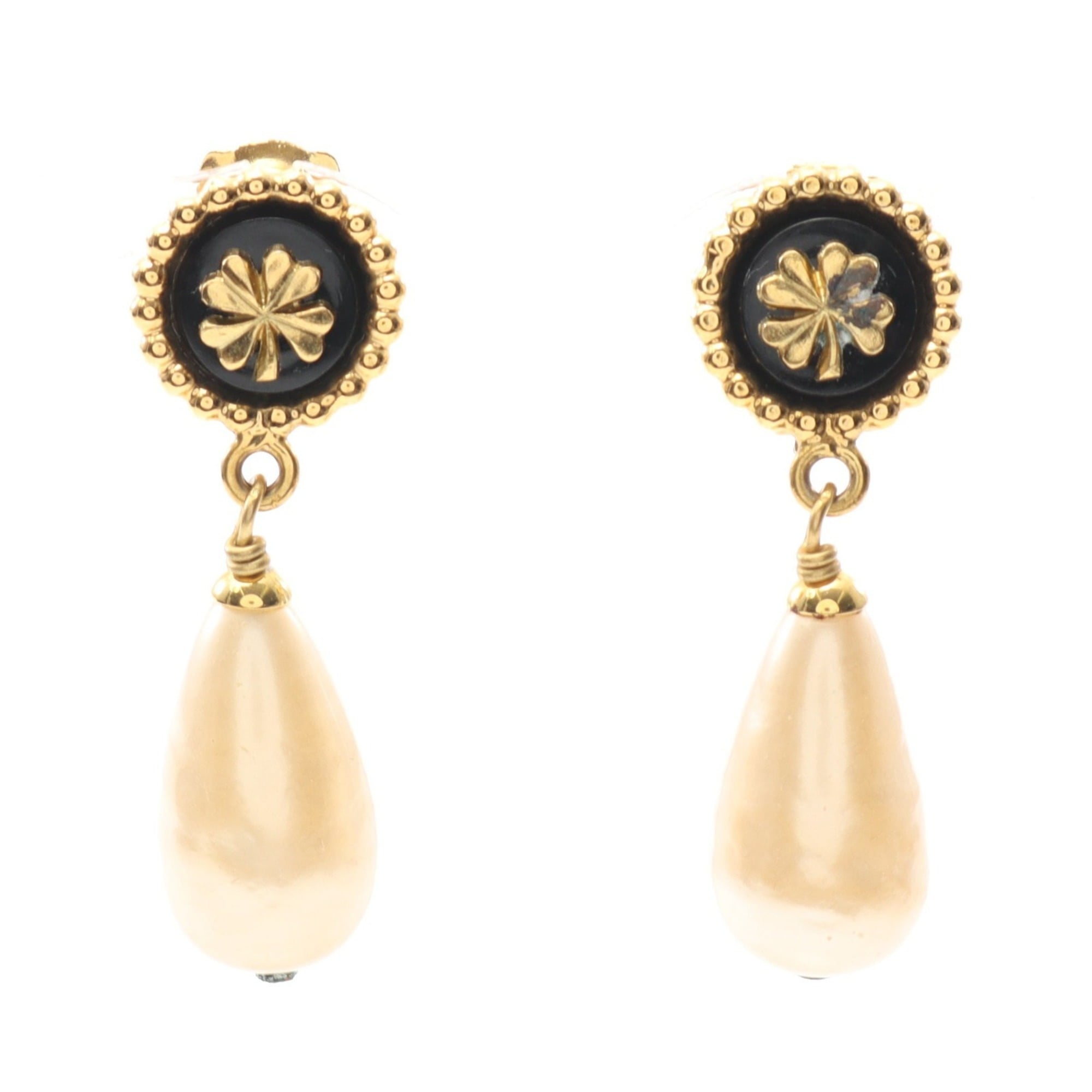 Earrings Pearl Gold-Tone Metal