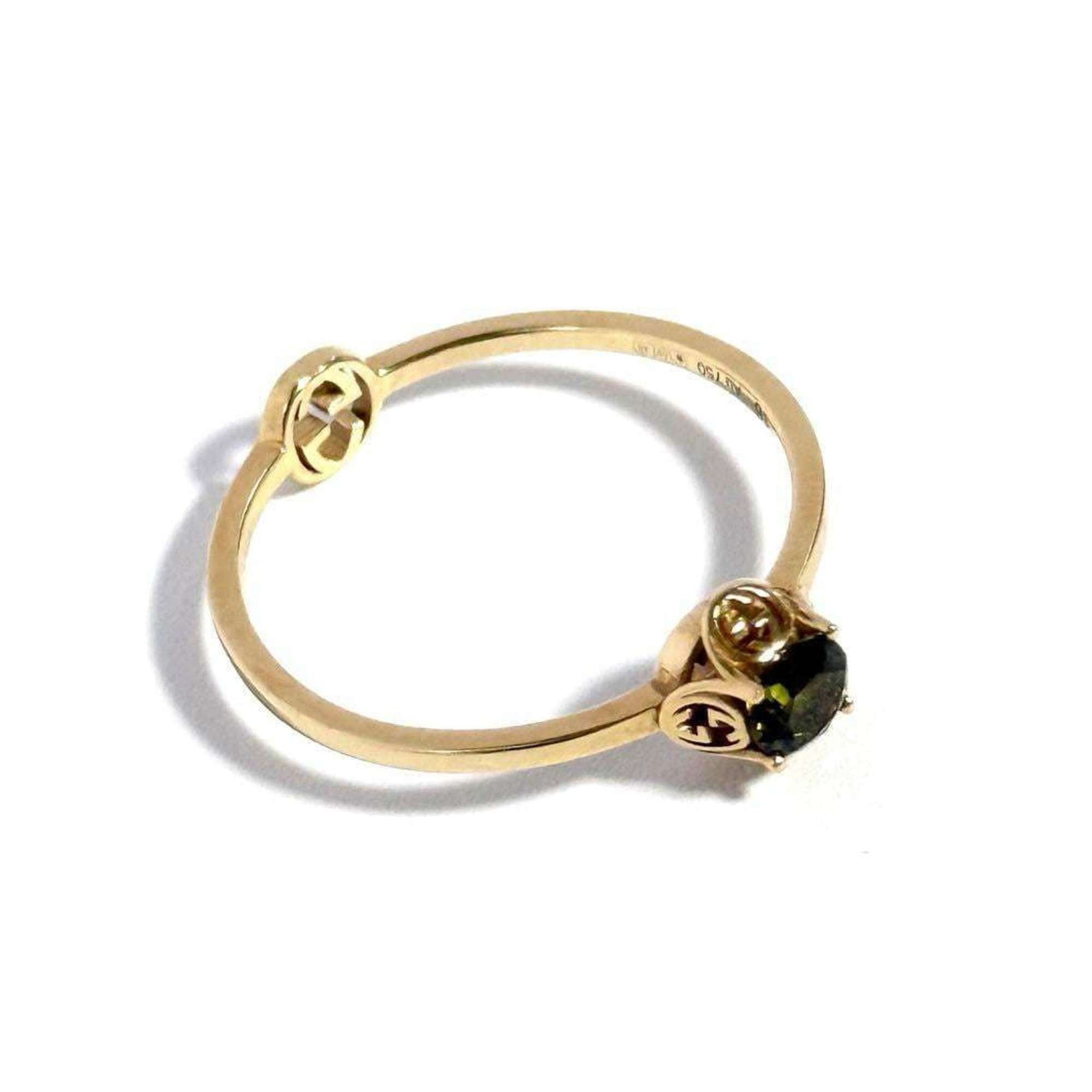 Interlocking G Ring 18K Yellow Gold with Tourmaline