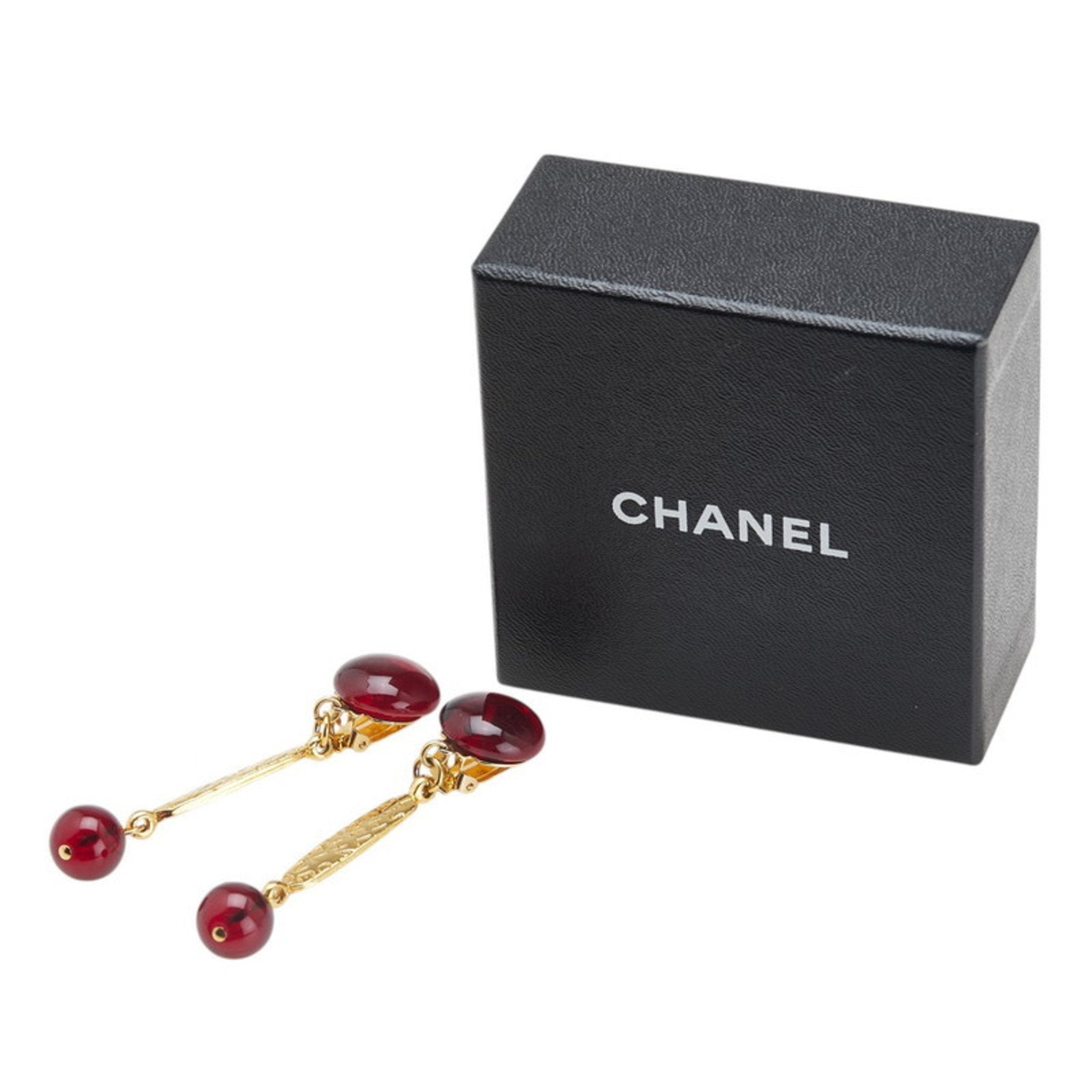 Logo Clip-On Earrings Gold and Red Plated