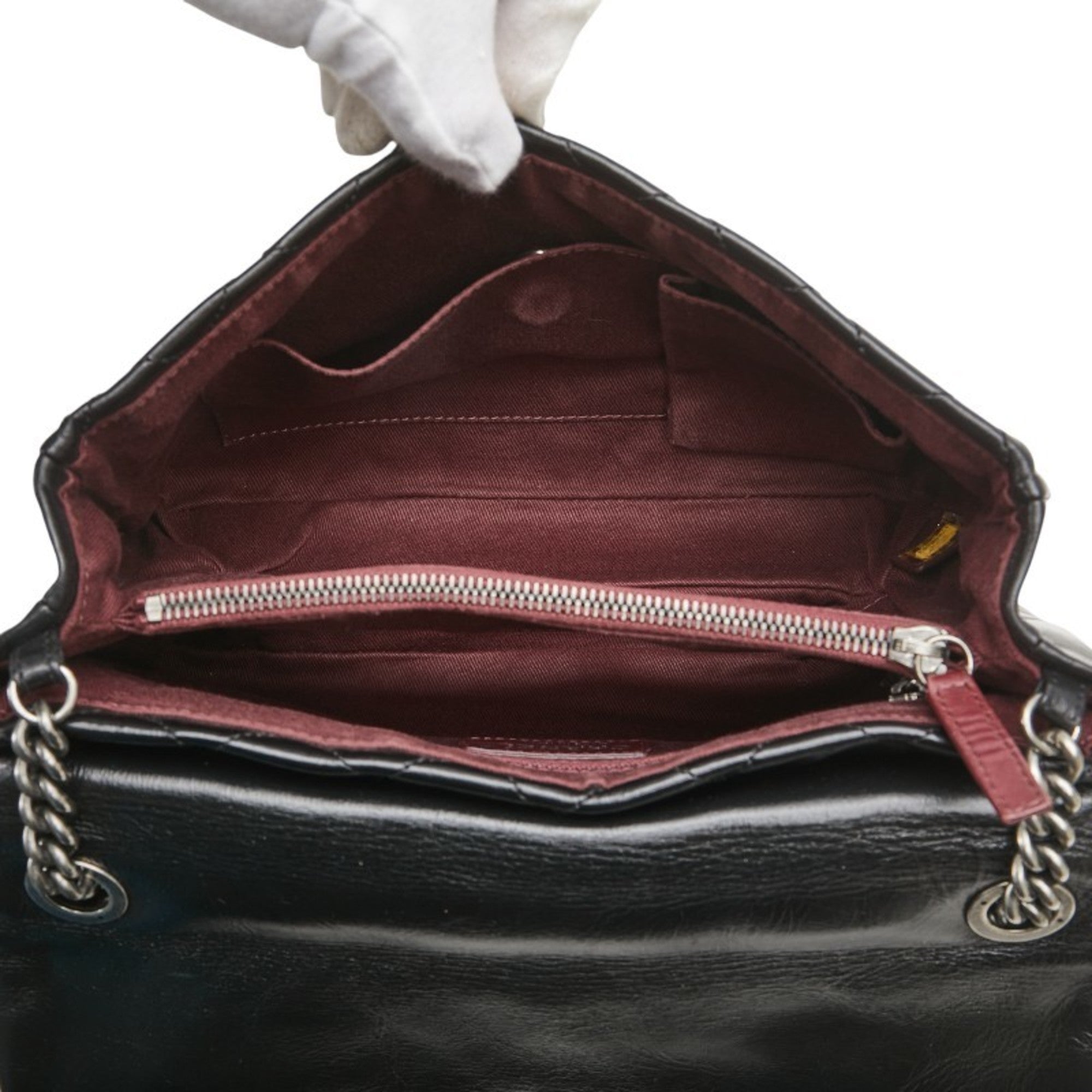 Aged Chain Compartment Messenger Bag Quilted Glazed Calfskin Medium