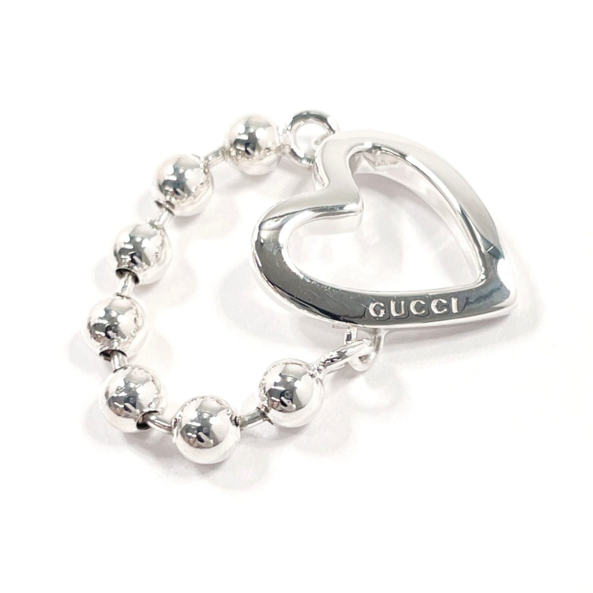 Heart Ball Chain Ring Sterling Silver