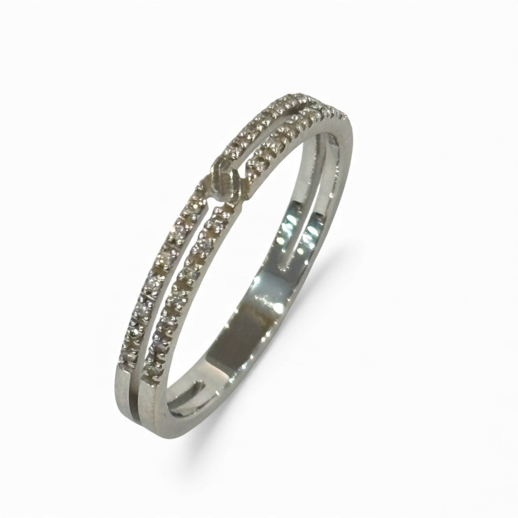 Band Ring 18K White Gold with Diamond