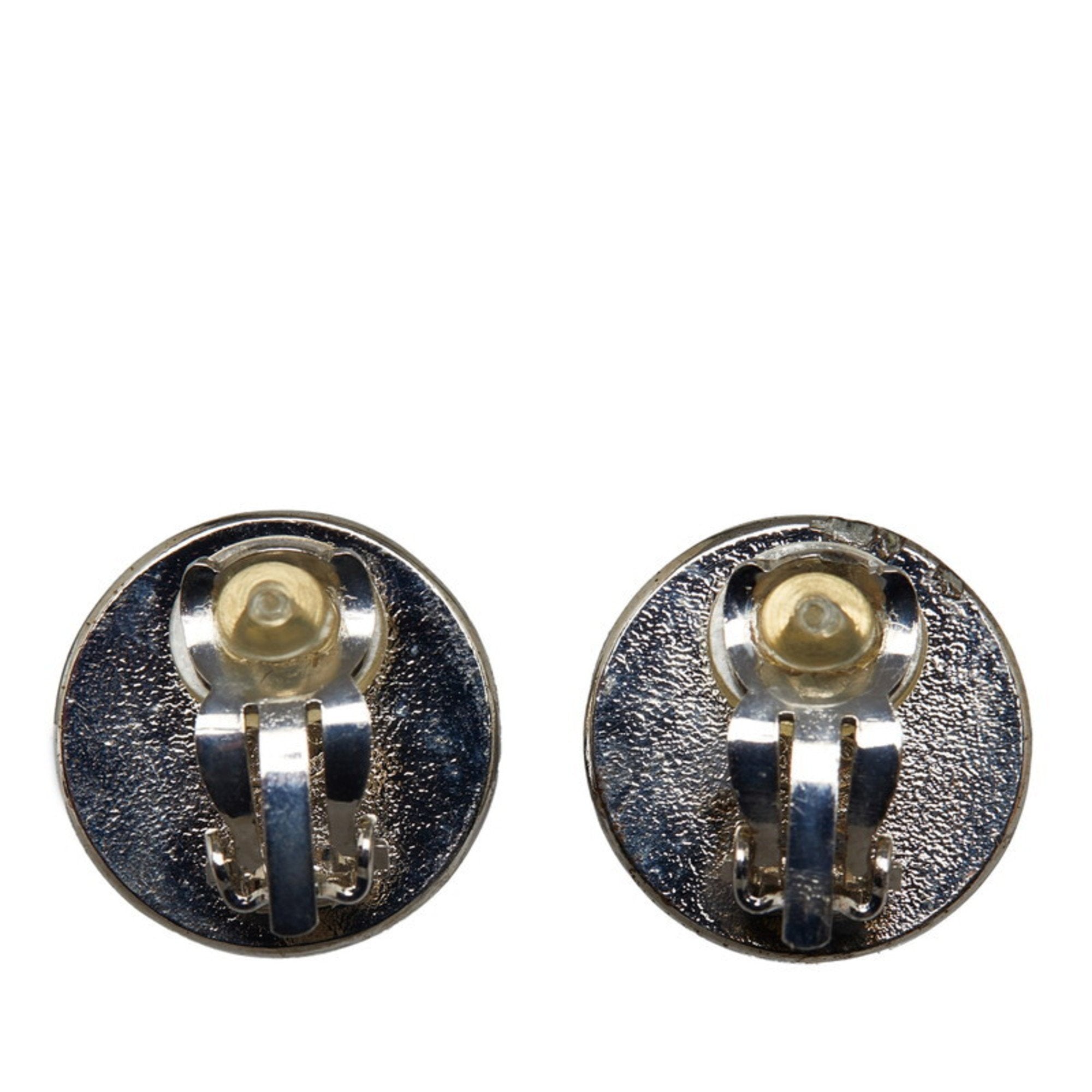 CC Logo Clip-On Earrings Silver-Tone Metal Silver-Tone Metal