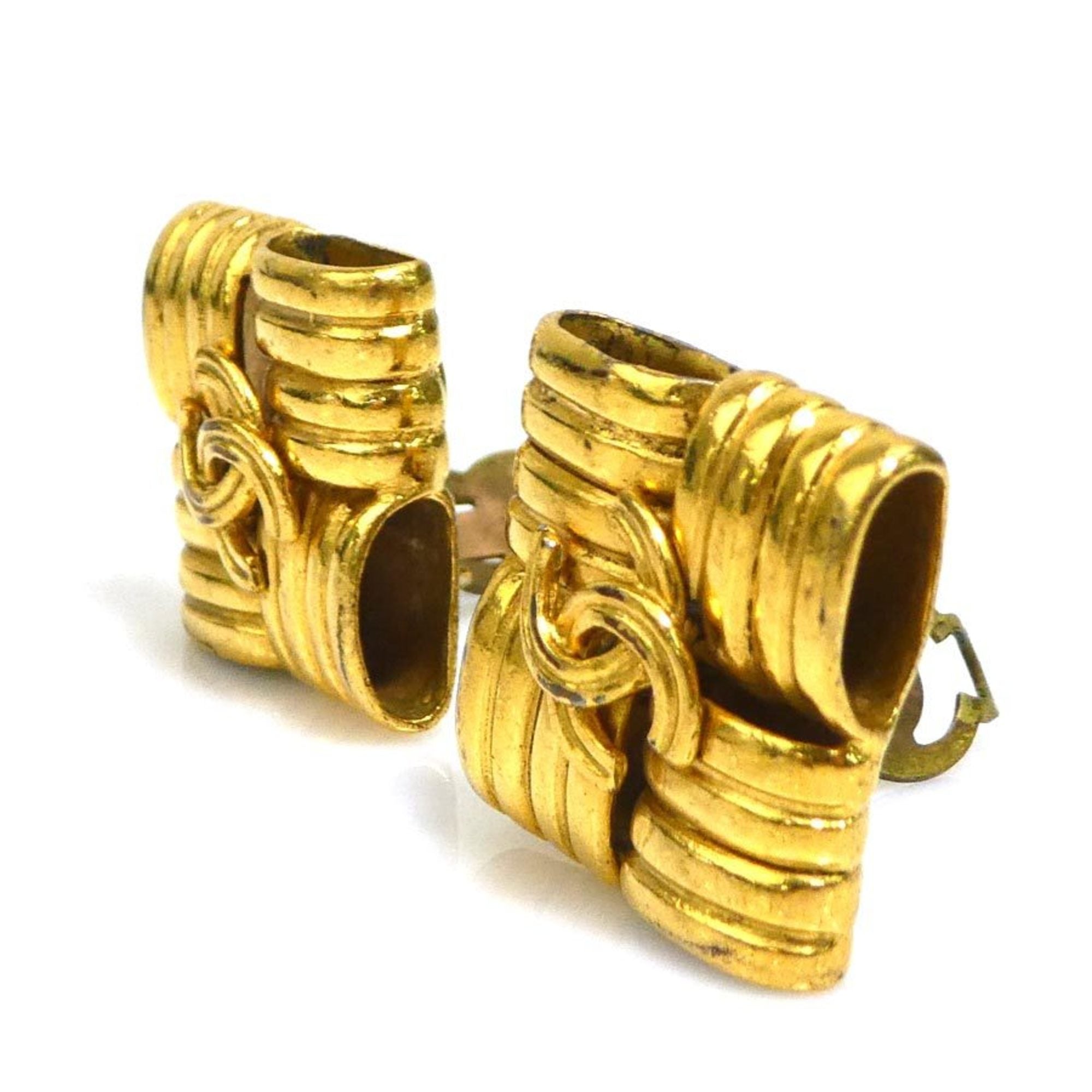 CC Logo Clip-On Earrings Gold-Tone Metal Gold-Tone Metal