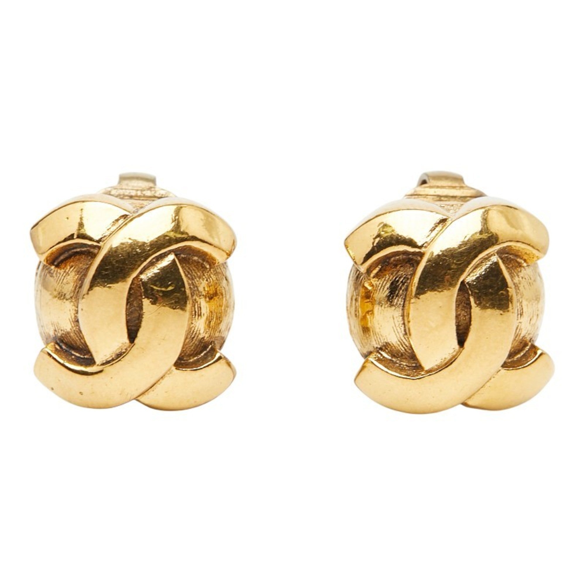 CC Logo Clip-On Earrings Metal Gold-Tone Metal