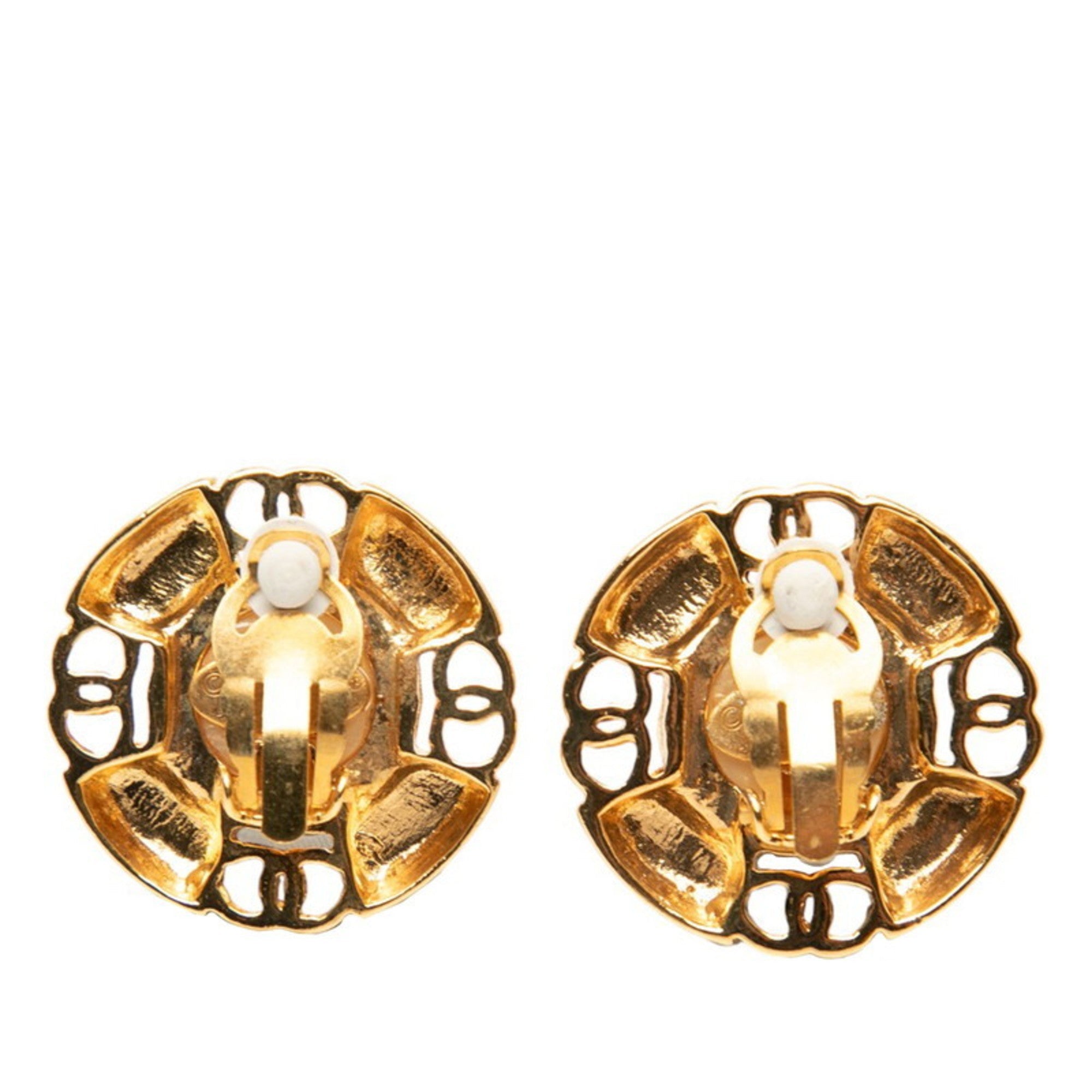 CC Logo Clip-On Earrings Metal Gold-Tone Metal