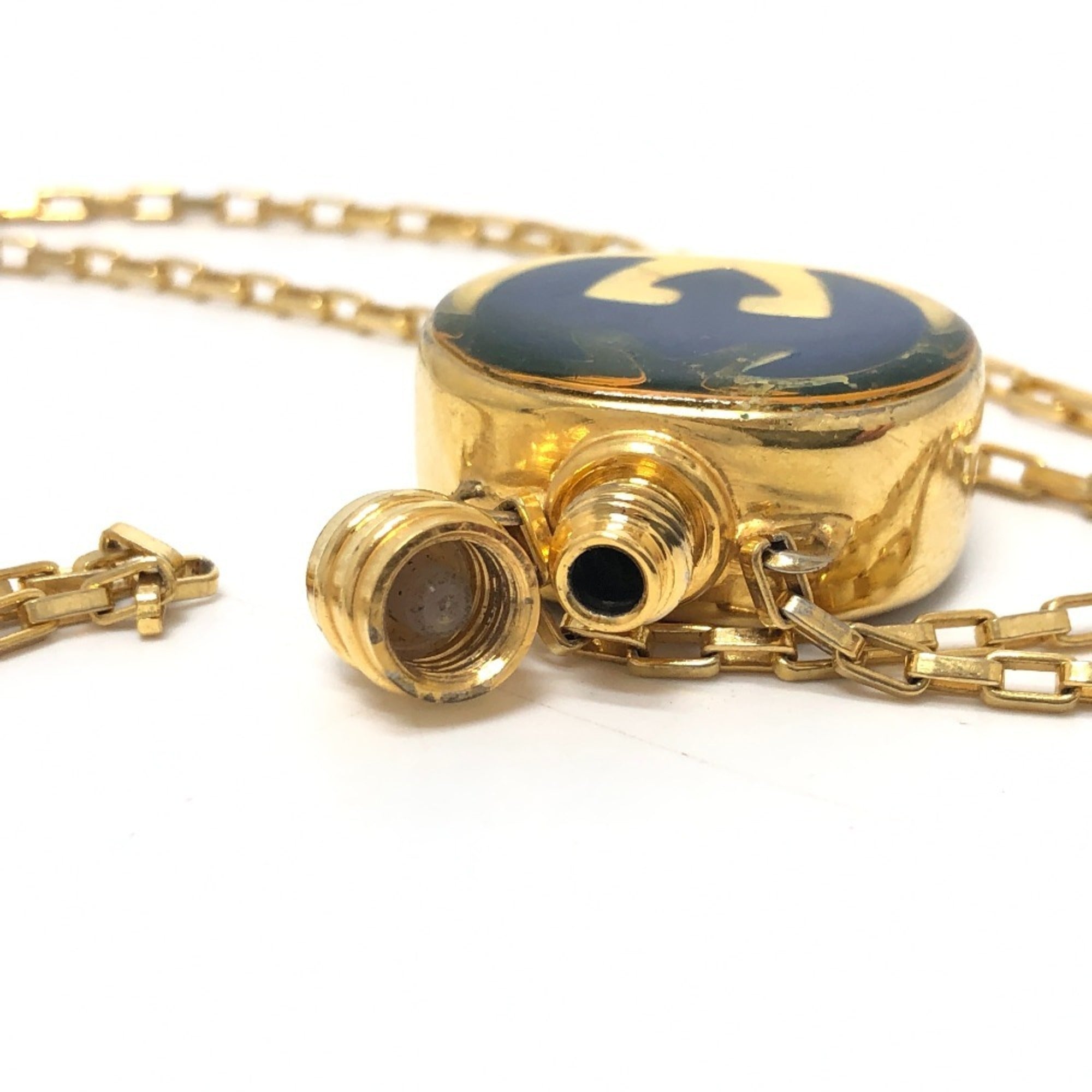 GG Perfume Bottle Chain Pendant Necklace Gold Small