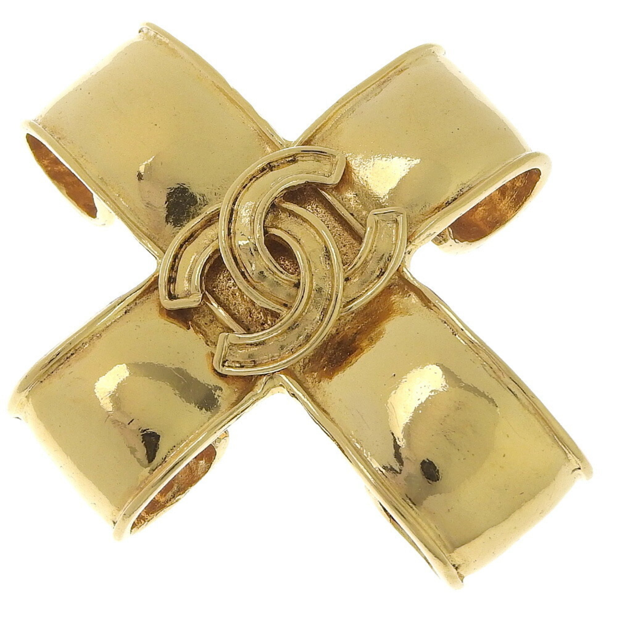 CC Logo Cross Brooch Metal