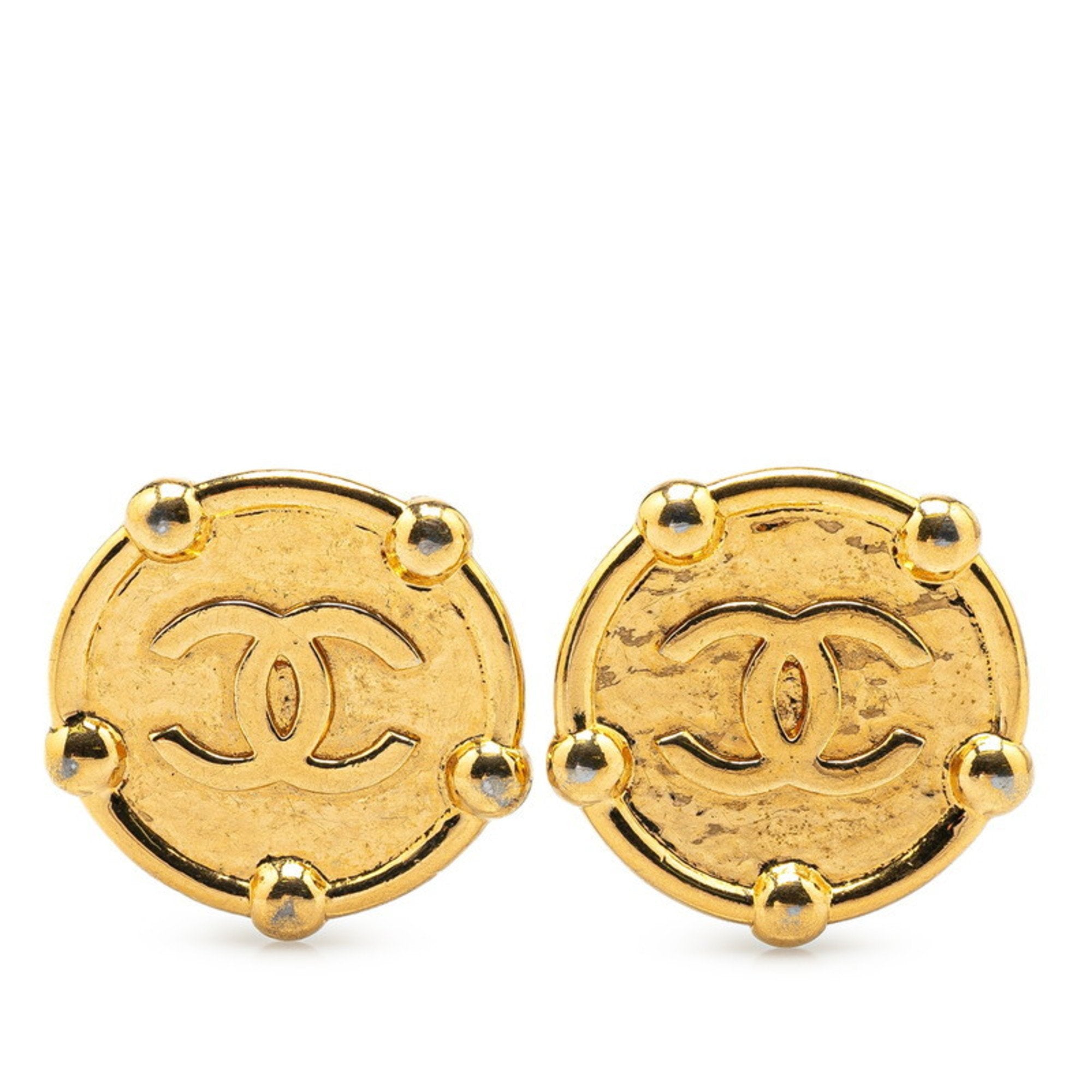 CC Logo Clip-On Earrings Metal Gold-Tone Metal