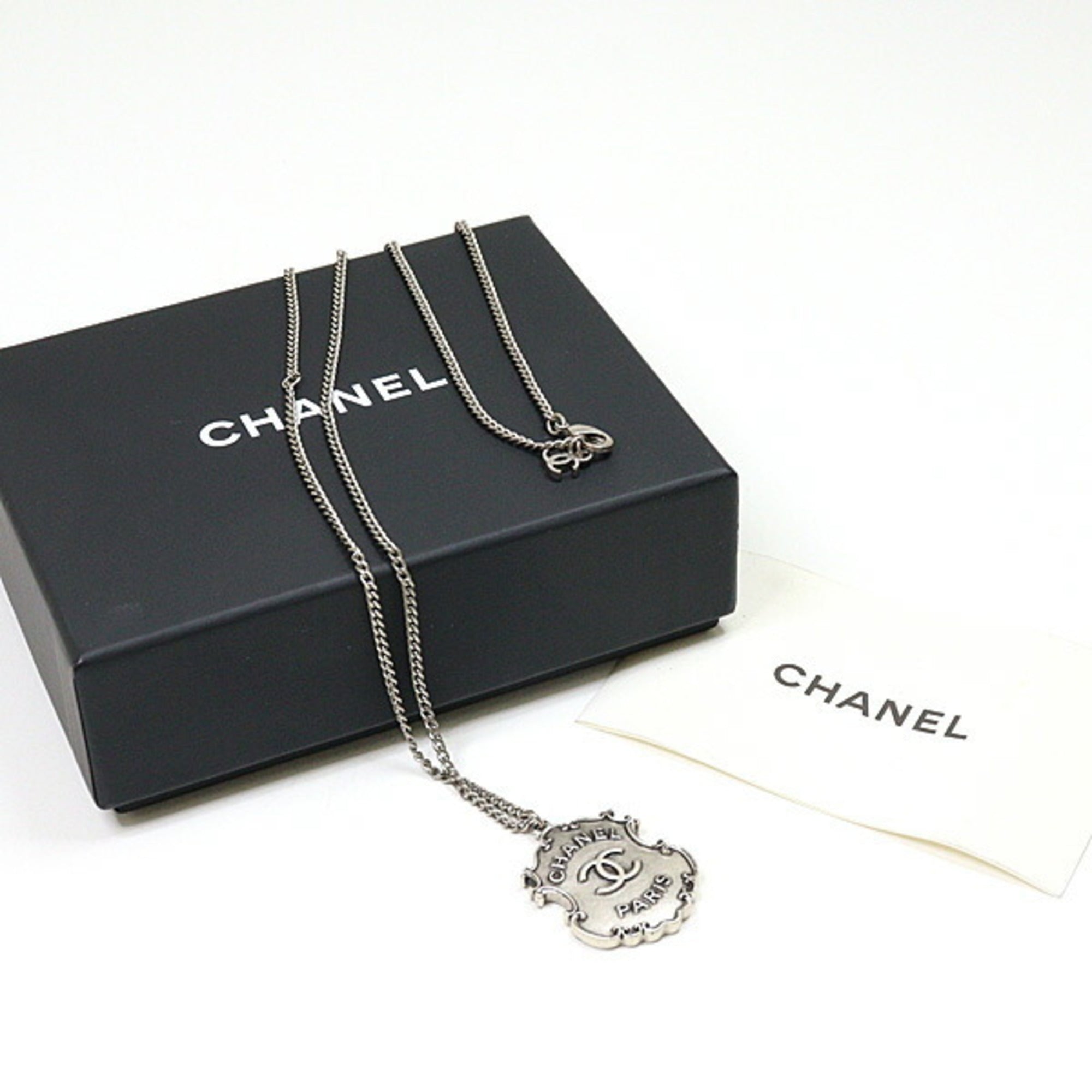 CC Logo Pendant Necklace Silver-Tone Metal