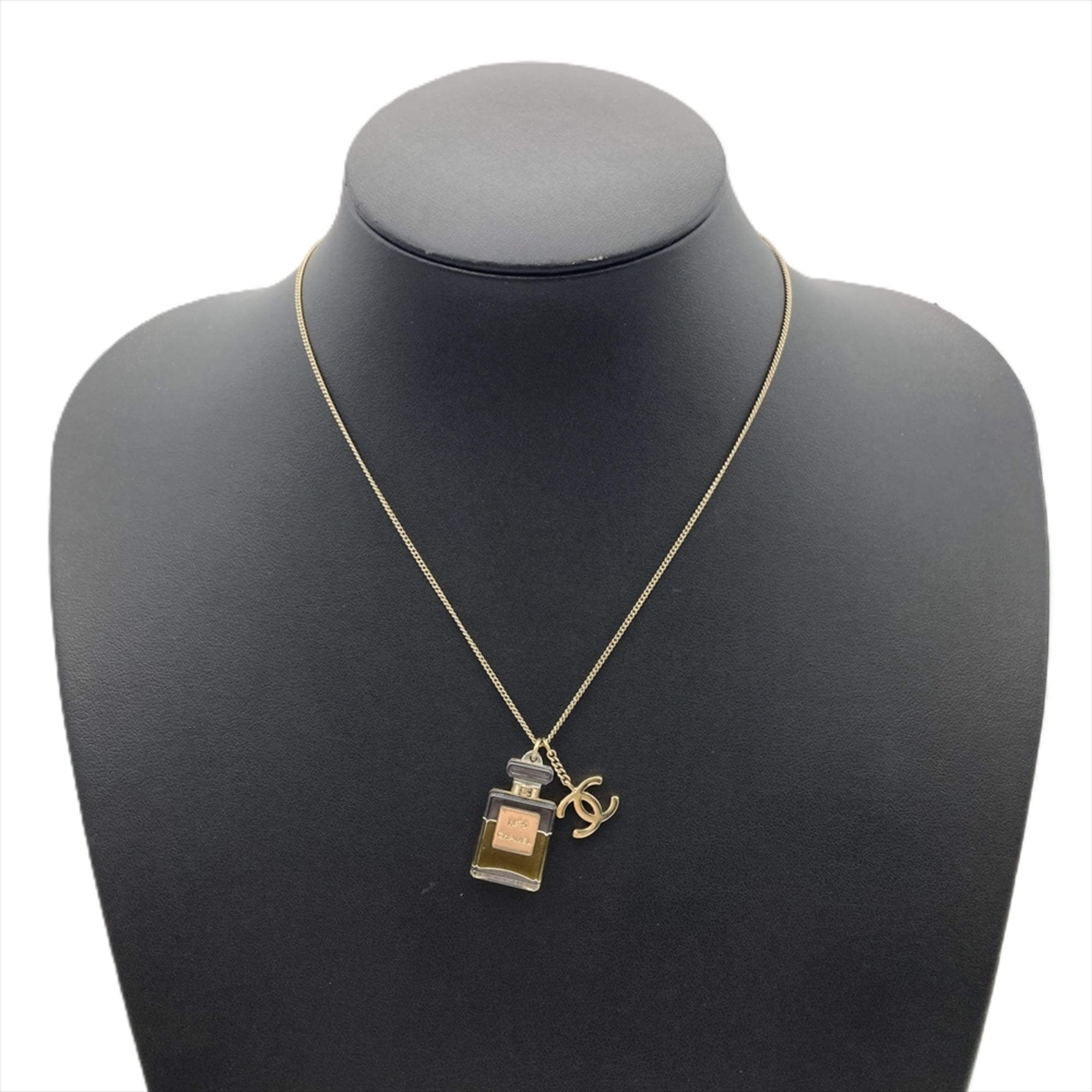 CC Logo Pendant Necklace Gold-Tone Metal