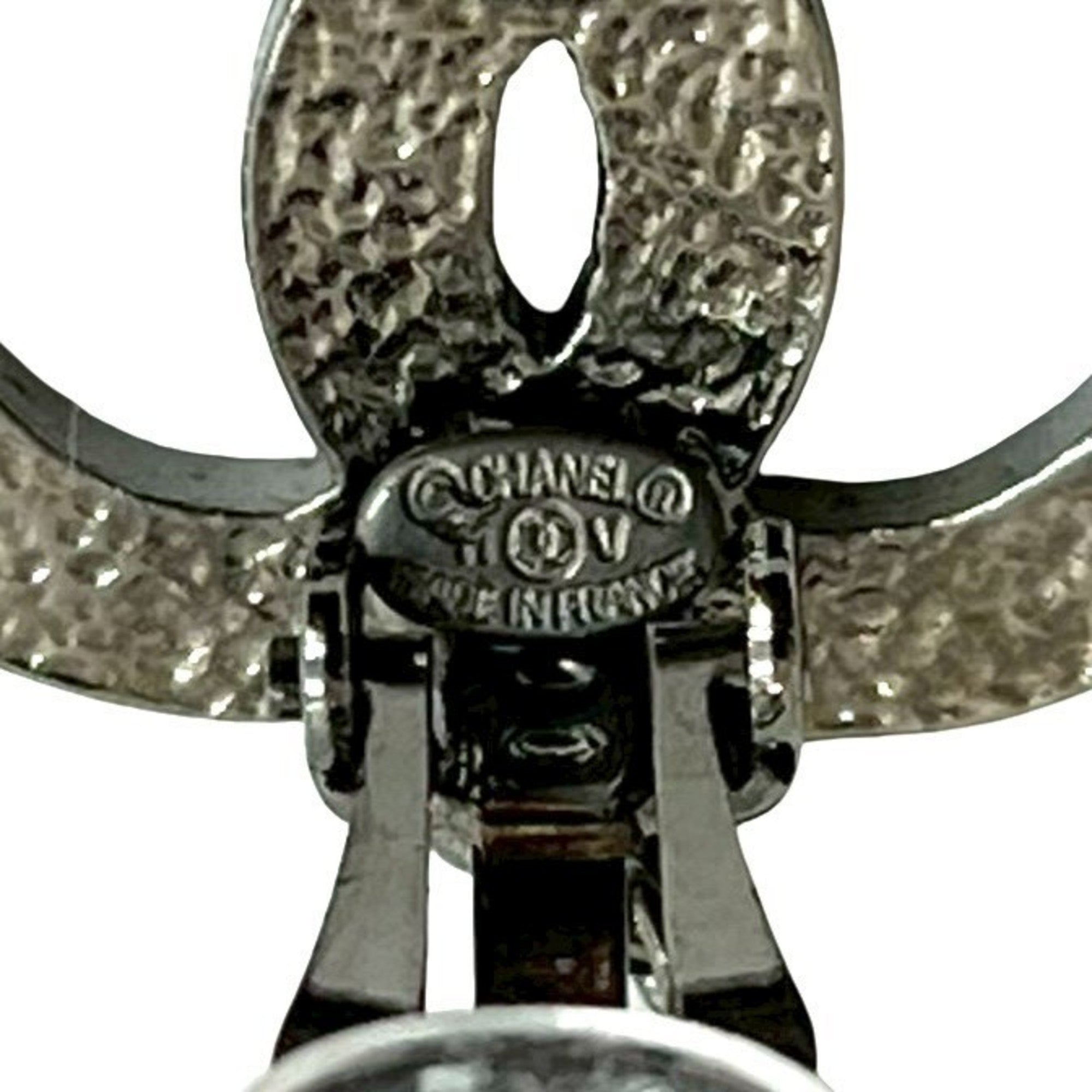 CC Logo Clip-On Earrings Sterling Silver Silver-Tone Metal