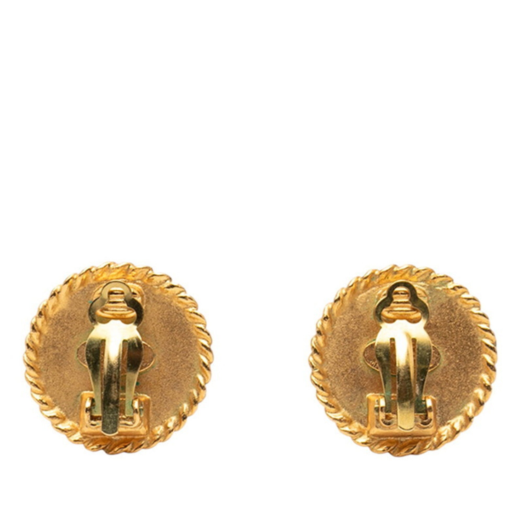 CC Logo Clip-On Earrings Gold-Tone Metal