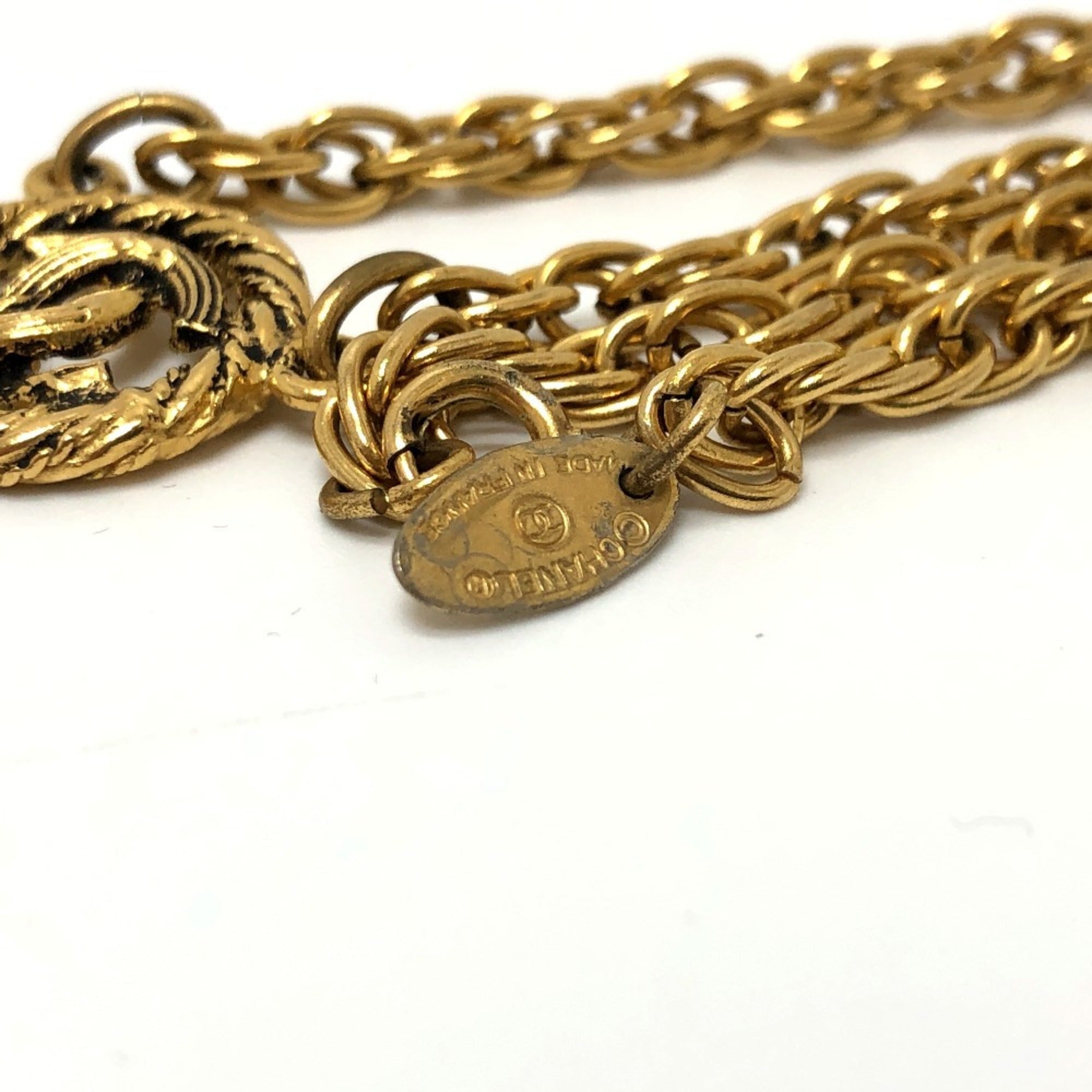CC Logo Pendant Necklace Gold-Tone Metal