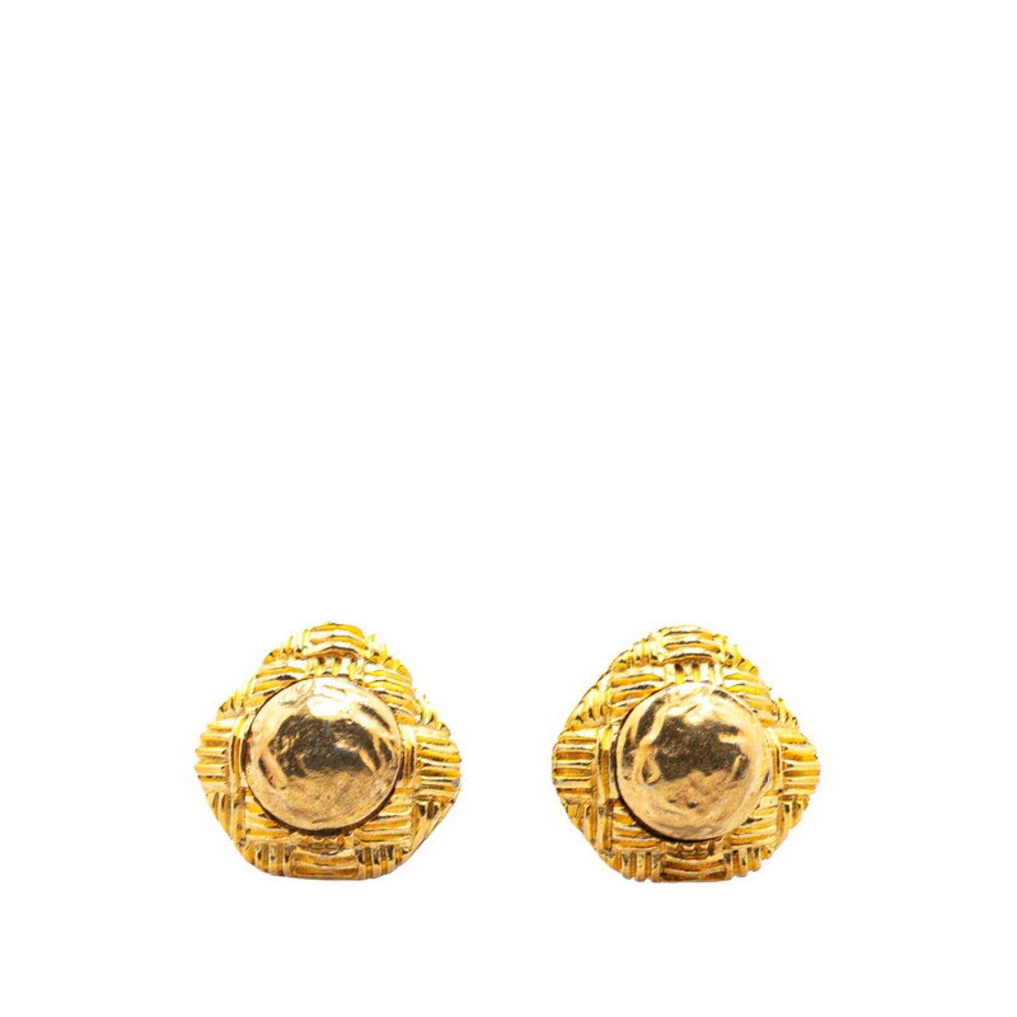 Vintage Clip-On Earrings Clip-On Gold-Tone Metal