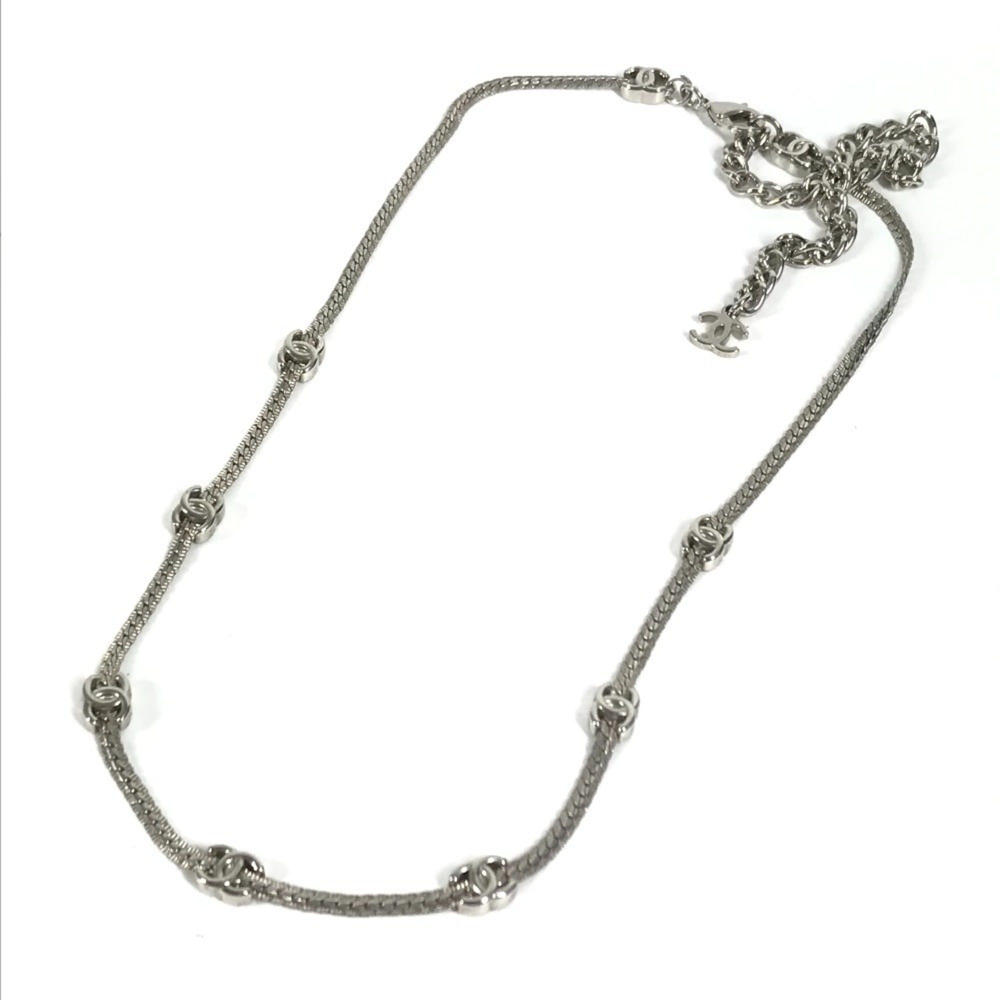 CC Logo Pendant Necklace Silver-Tone Metal