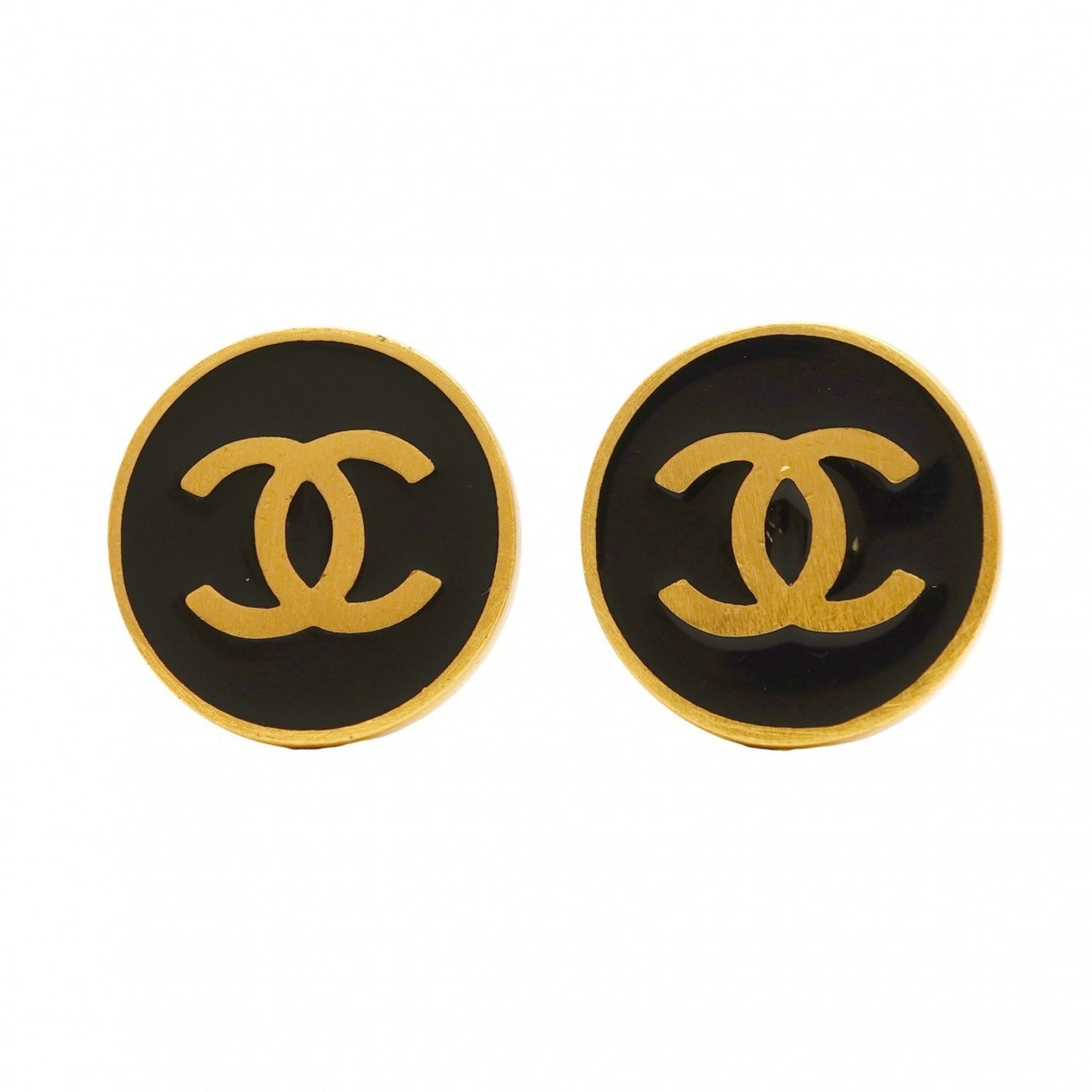 CC Logo Circle Clip-On Earrings Metal Gold-Tone Metal
