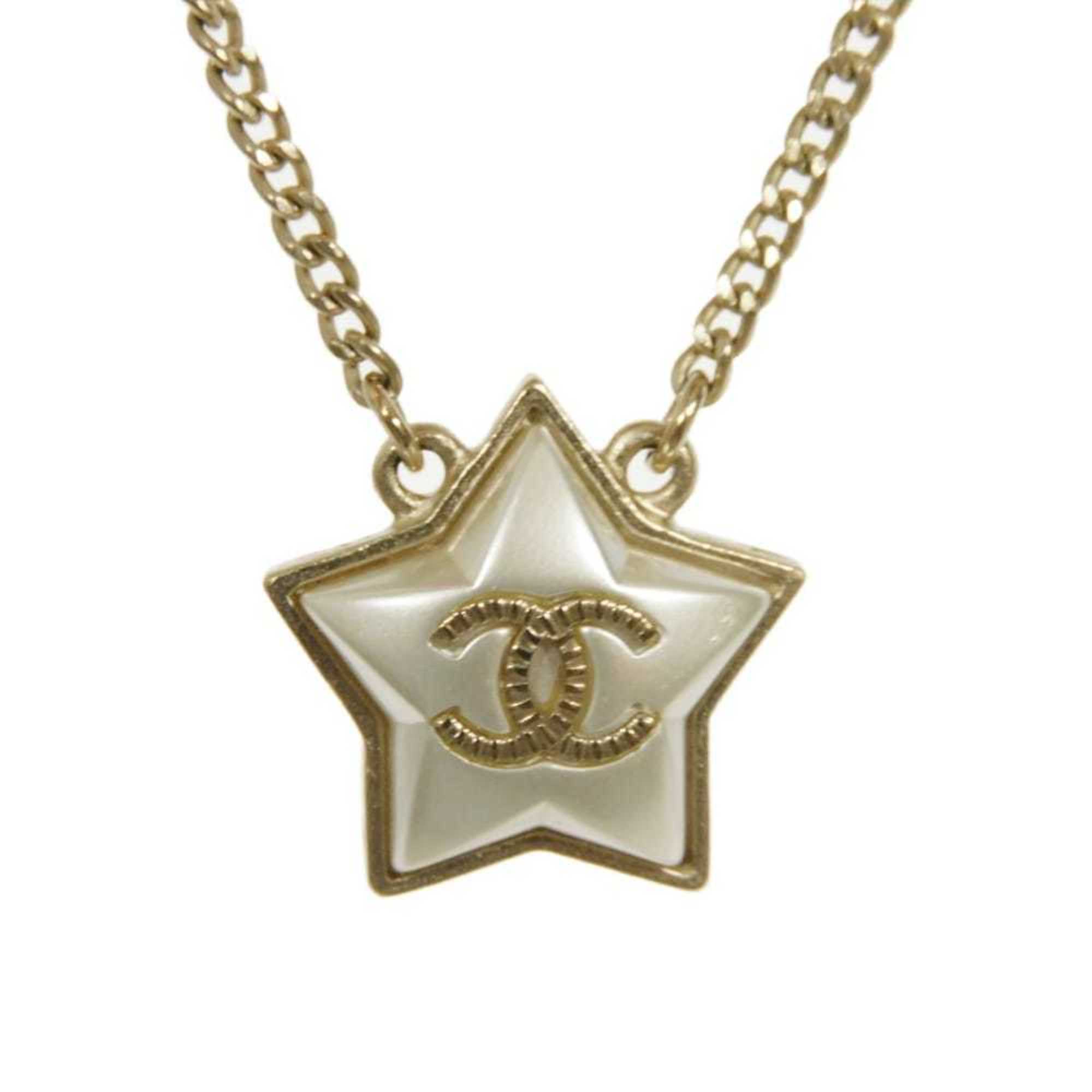 CC Logo Star Pendant Necklace Gold-Tone Metal