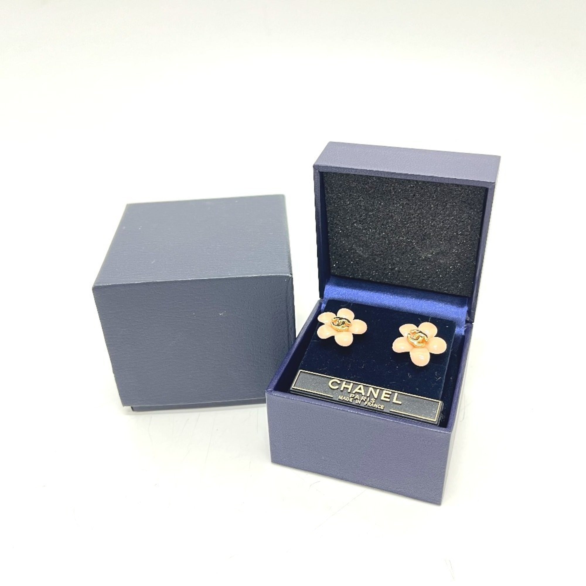 CC Logo Flower Earrings Gold-Tone Metal