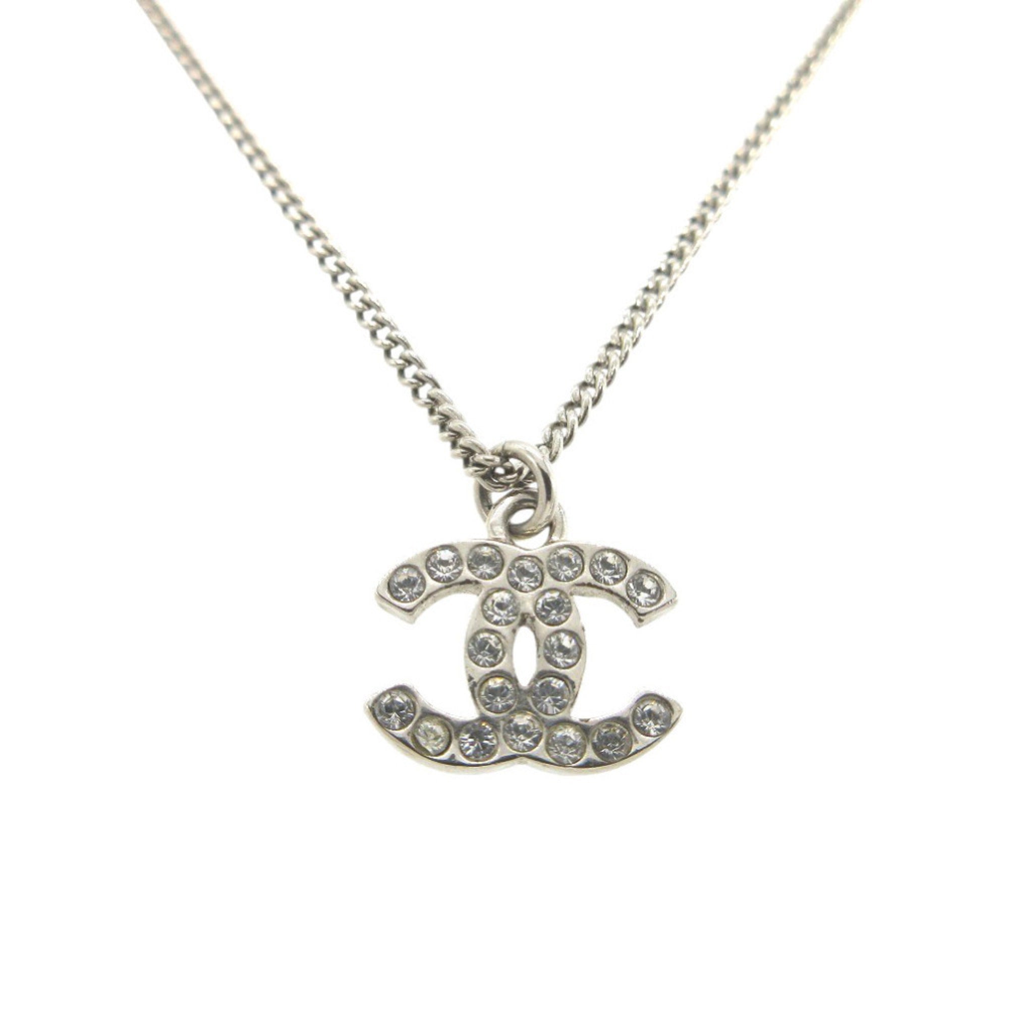 CC Logo Pendant Necklace Silver-Tone Metal