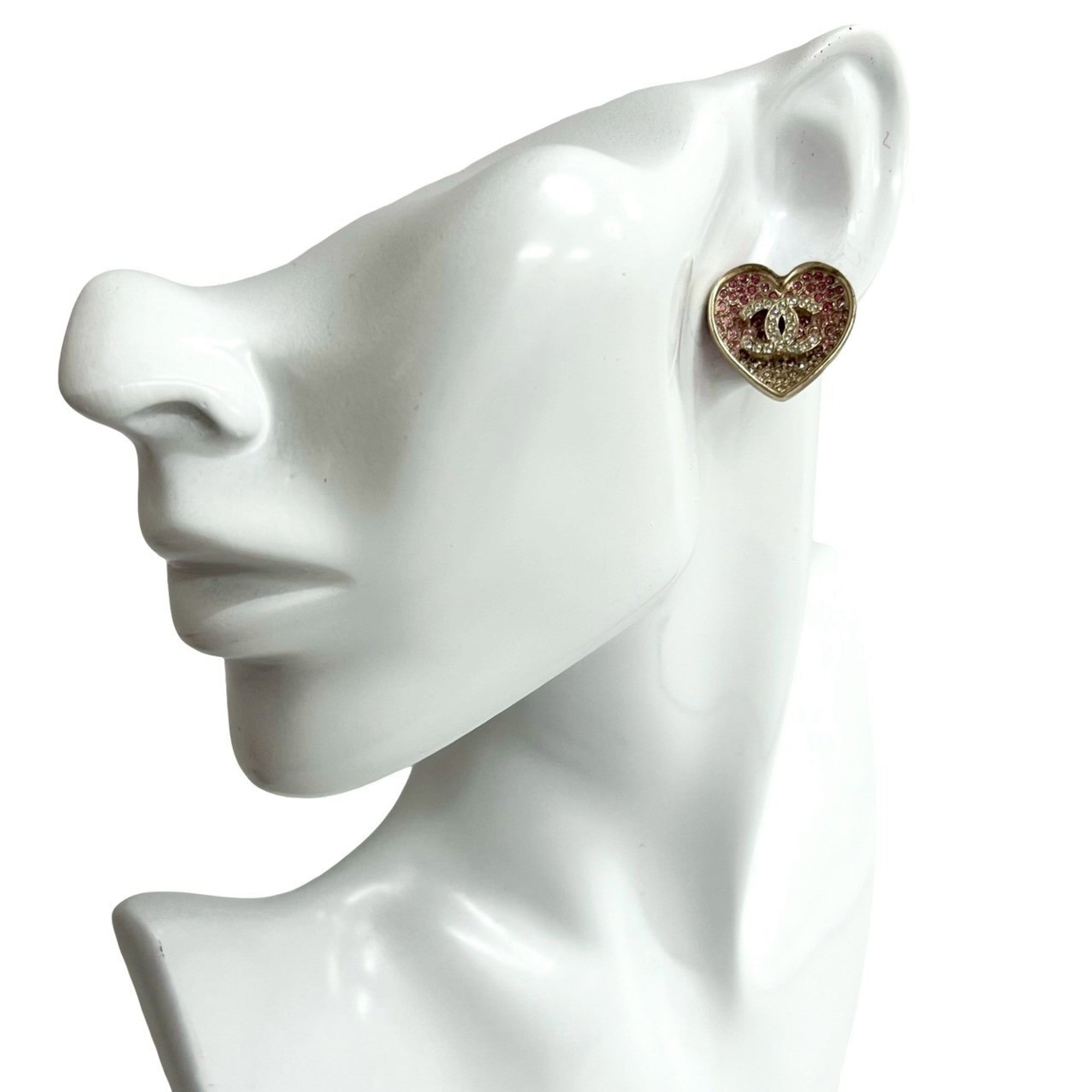 CC Logo Heart Earrings Gold-Tone Metal Gold-Tone Metal