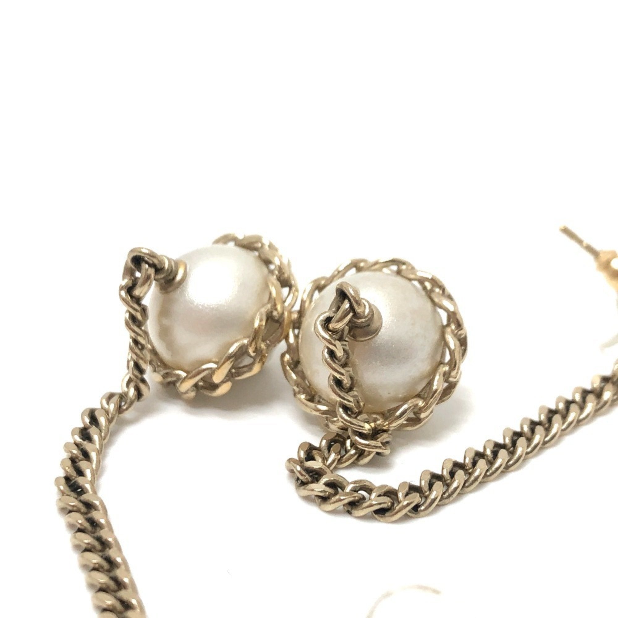Earrings Pearl Gold-Tone Metal