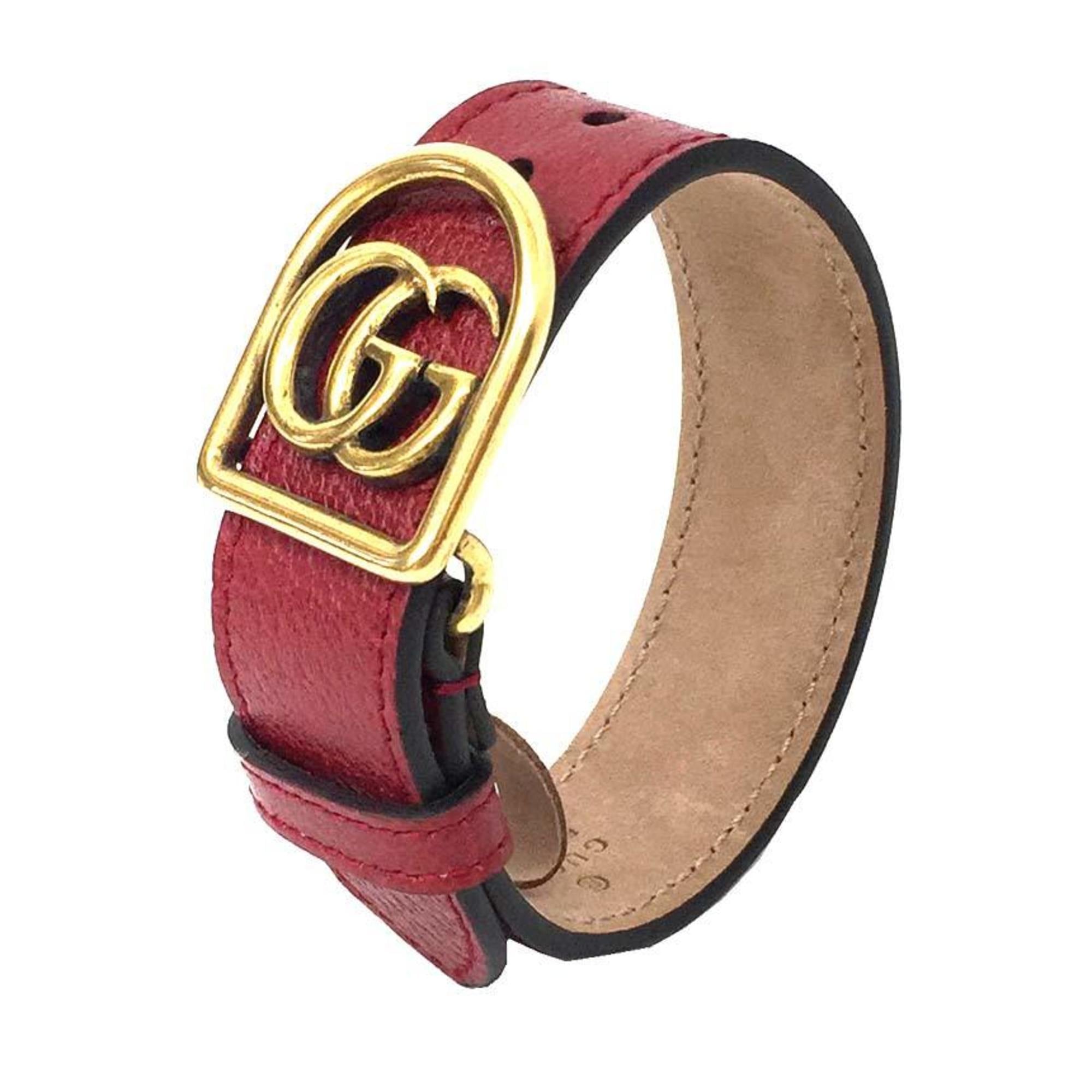 GG Marmont Bracelet Leather and Metal Red and Gold