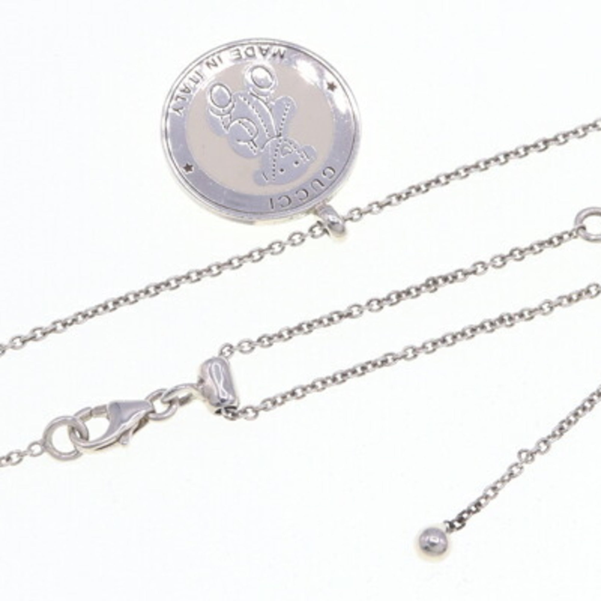 Bear Coin Pendant Necklace Sterling Silver
