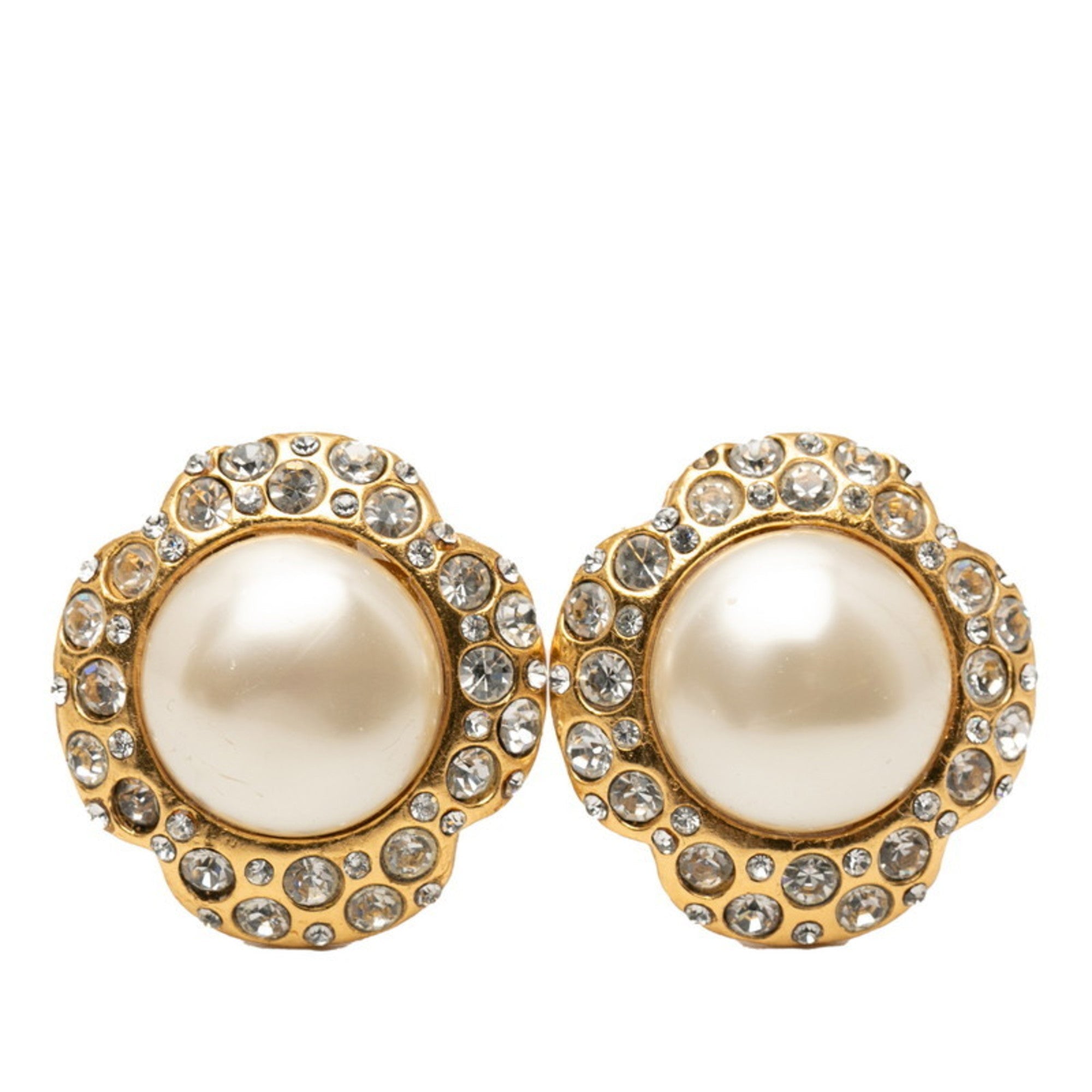 Clip-On Earrings Pearl Clip-On Gold-Tone Metal