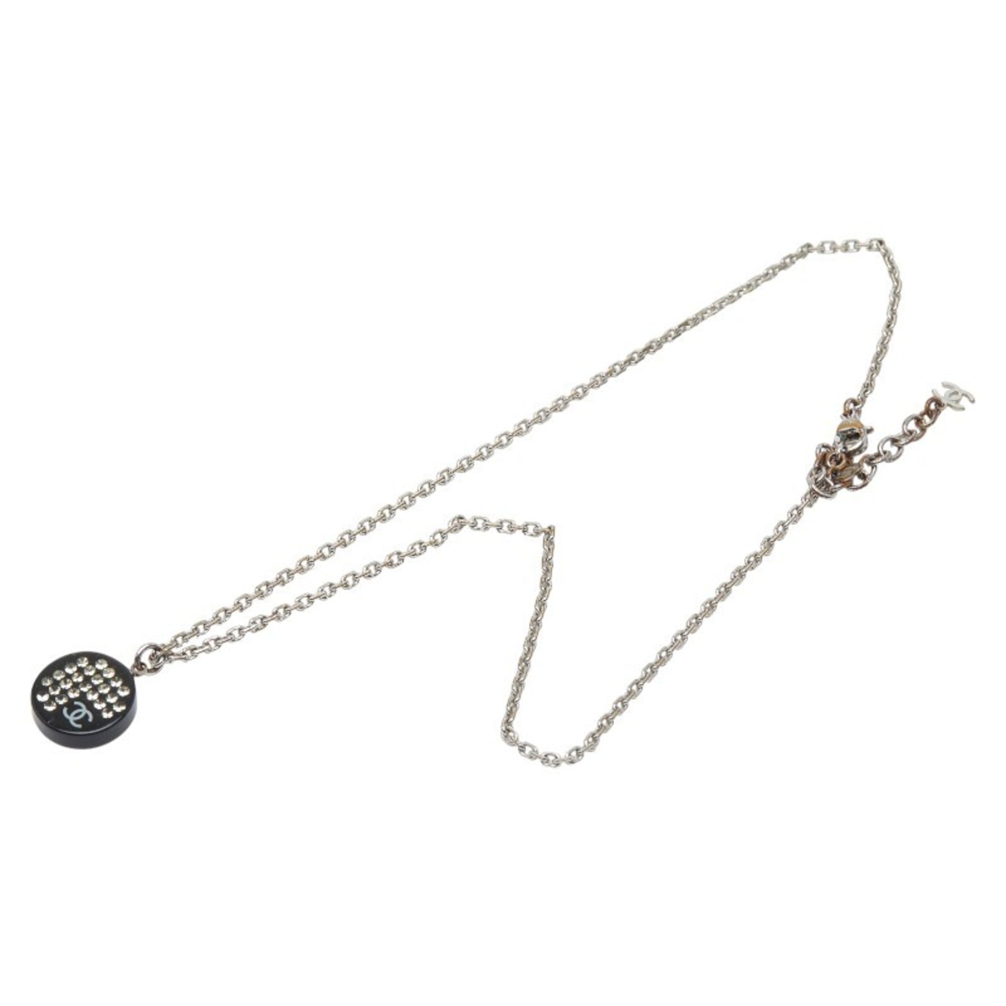 CC Logo Pendant Necklace Silver-Tone Metal