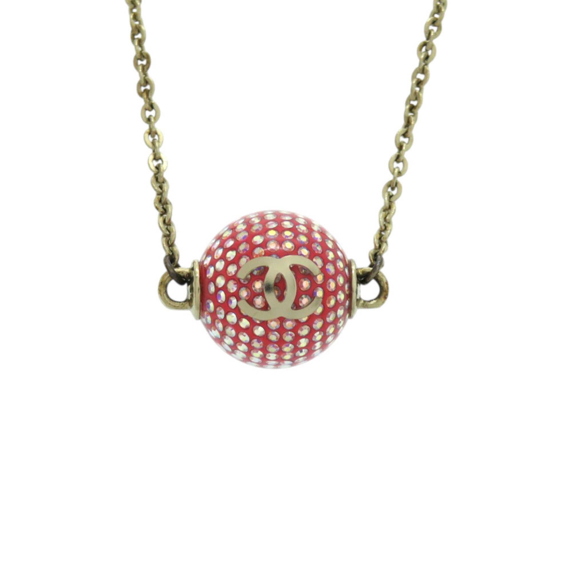 CC Logo Ball Pendant Necklace Gold-Tone Metal
