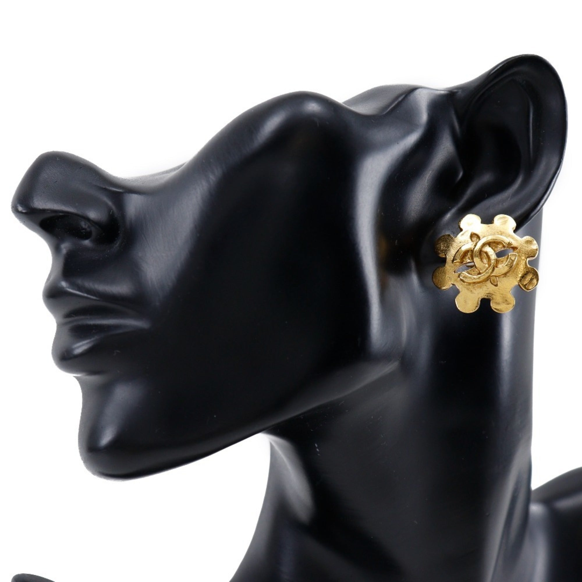 CC Logo Flower Clip-On Earrings Metal