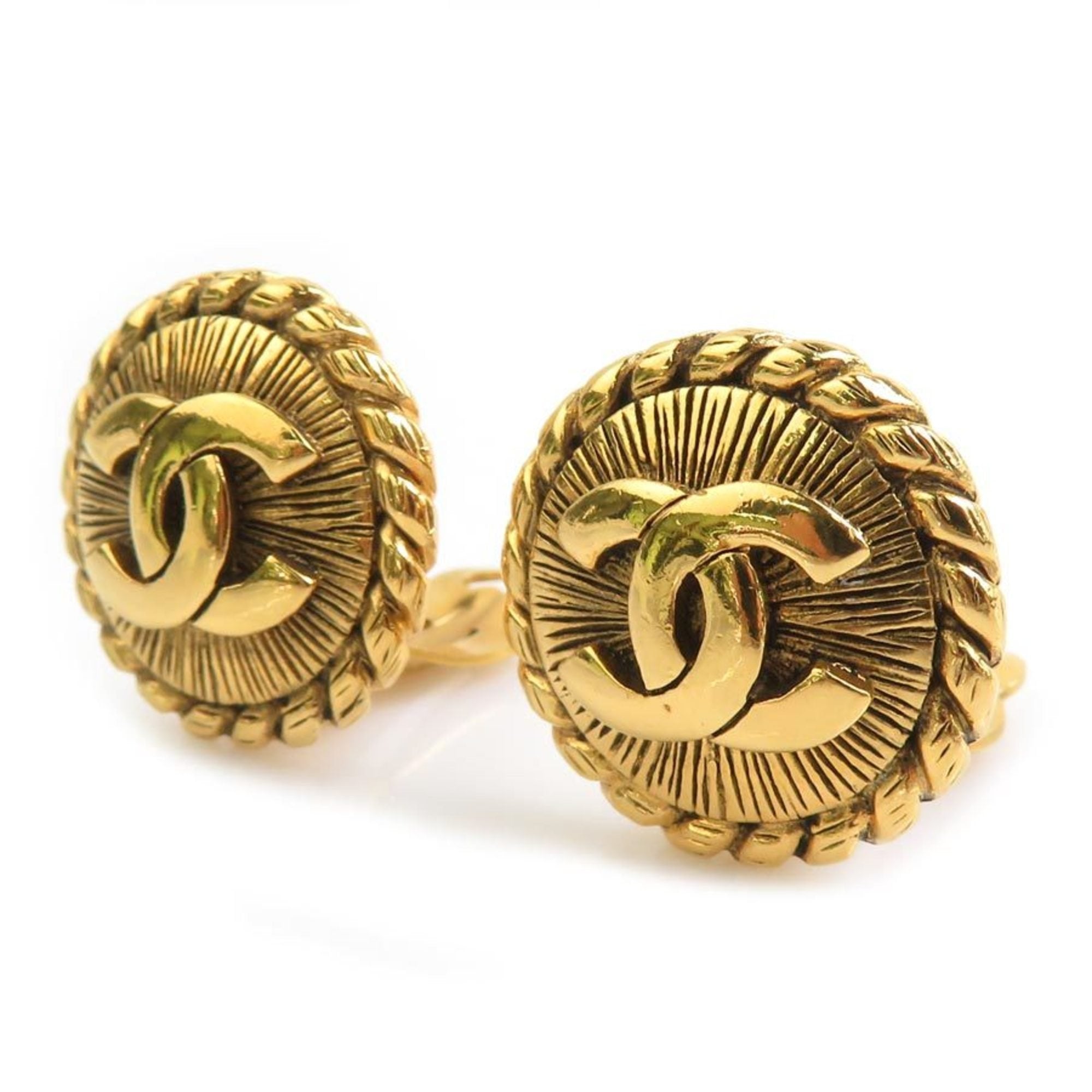 CC Logo Clip-On Earrings Gold-Tone Metal Gold-Tone Metal