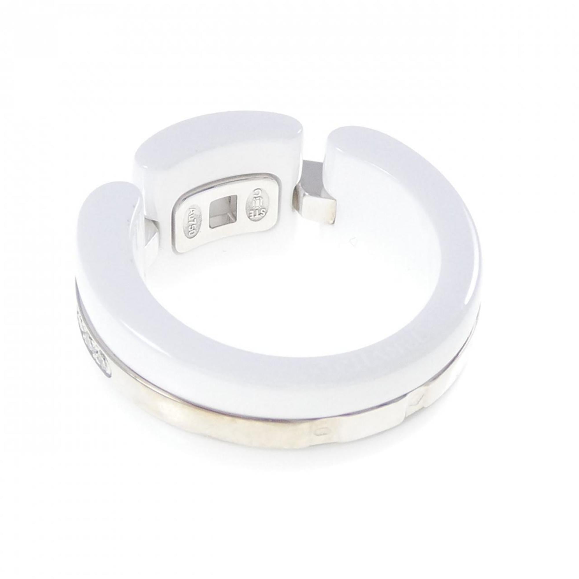 Ring Ceramic and 18K White Gold Large With Diamond