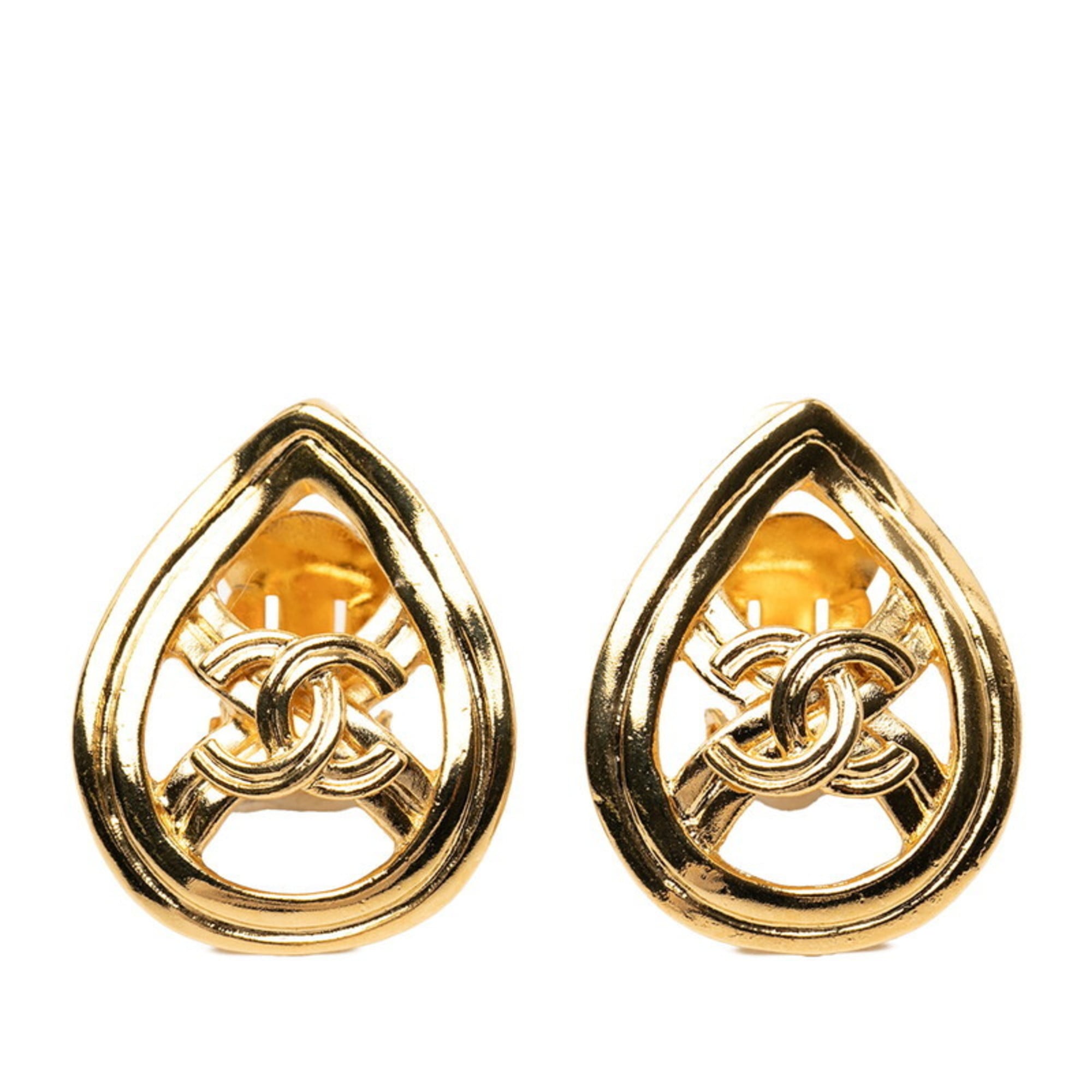 CC Logo Clip-On Earrings Metal Gold-Tone Metal