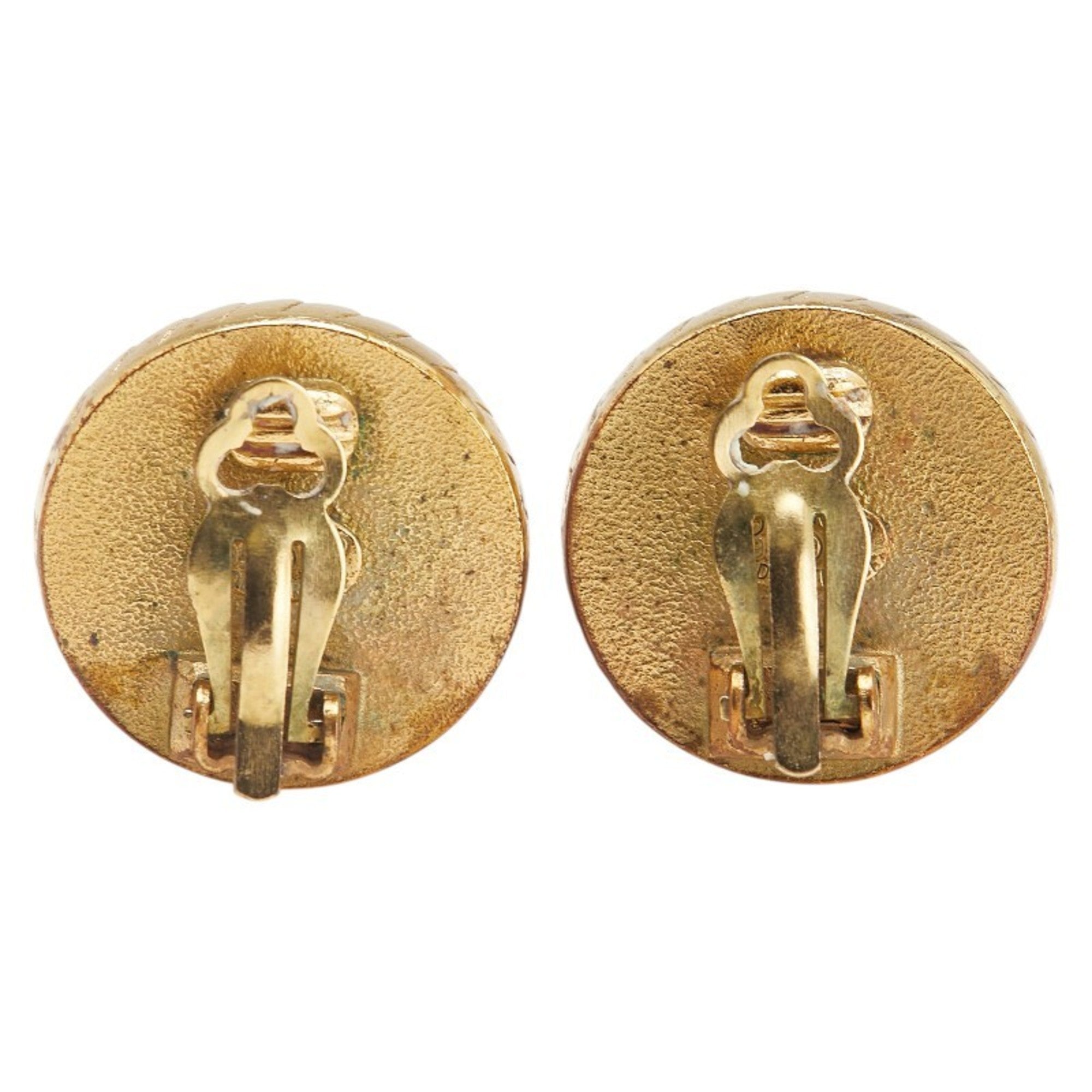 CC Logo Round Clip-On Earrings Gold-Tone Metal Gold-Tone Metal