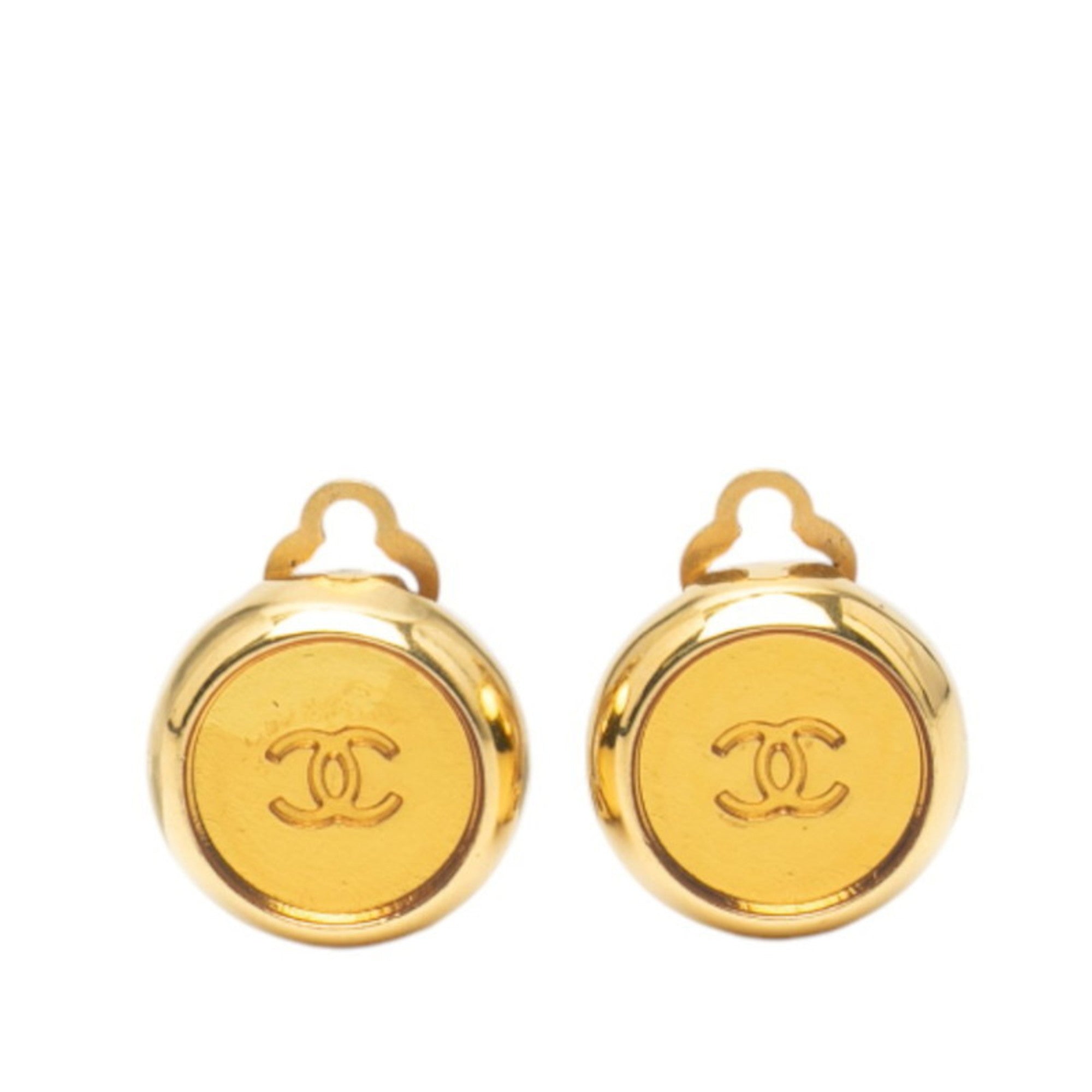CC Logo Clip-On Earrings Metal Gold-Tone Metal