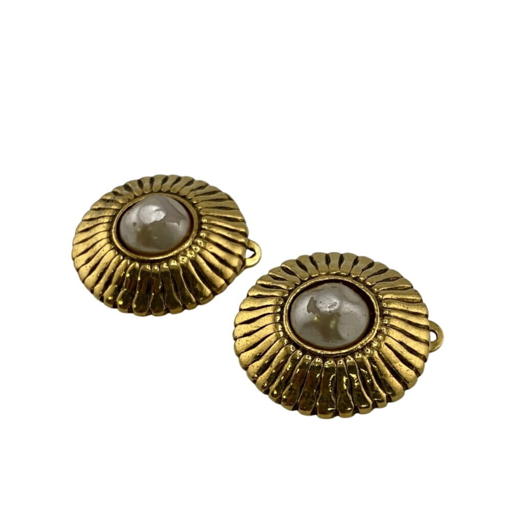 Earrings Pearl Gold-Tone Metal