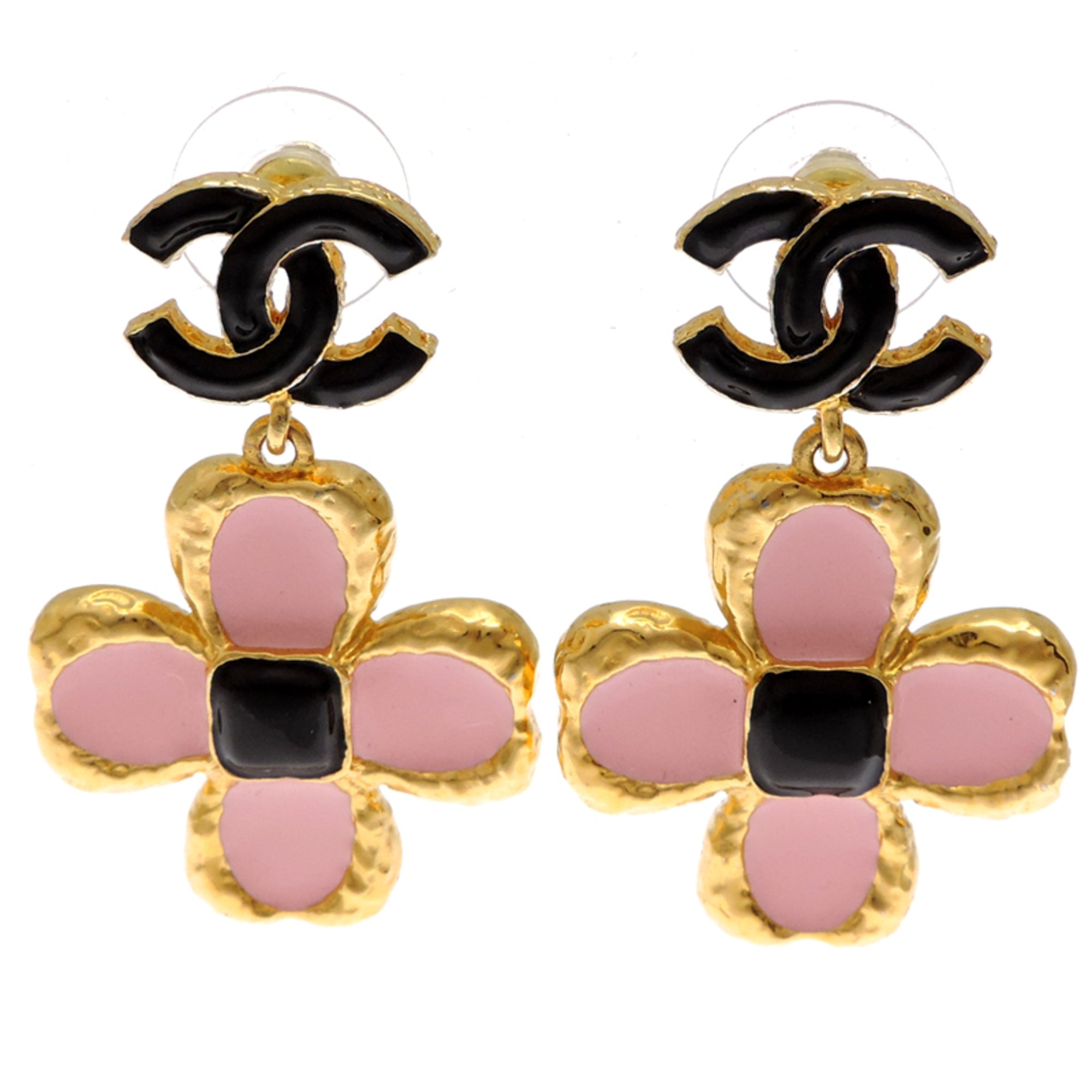 CC Logo Flower Earrings Gold-Tone Metal Gold-Tone Metal