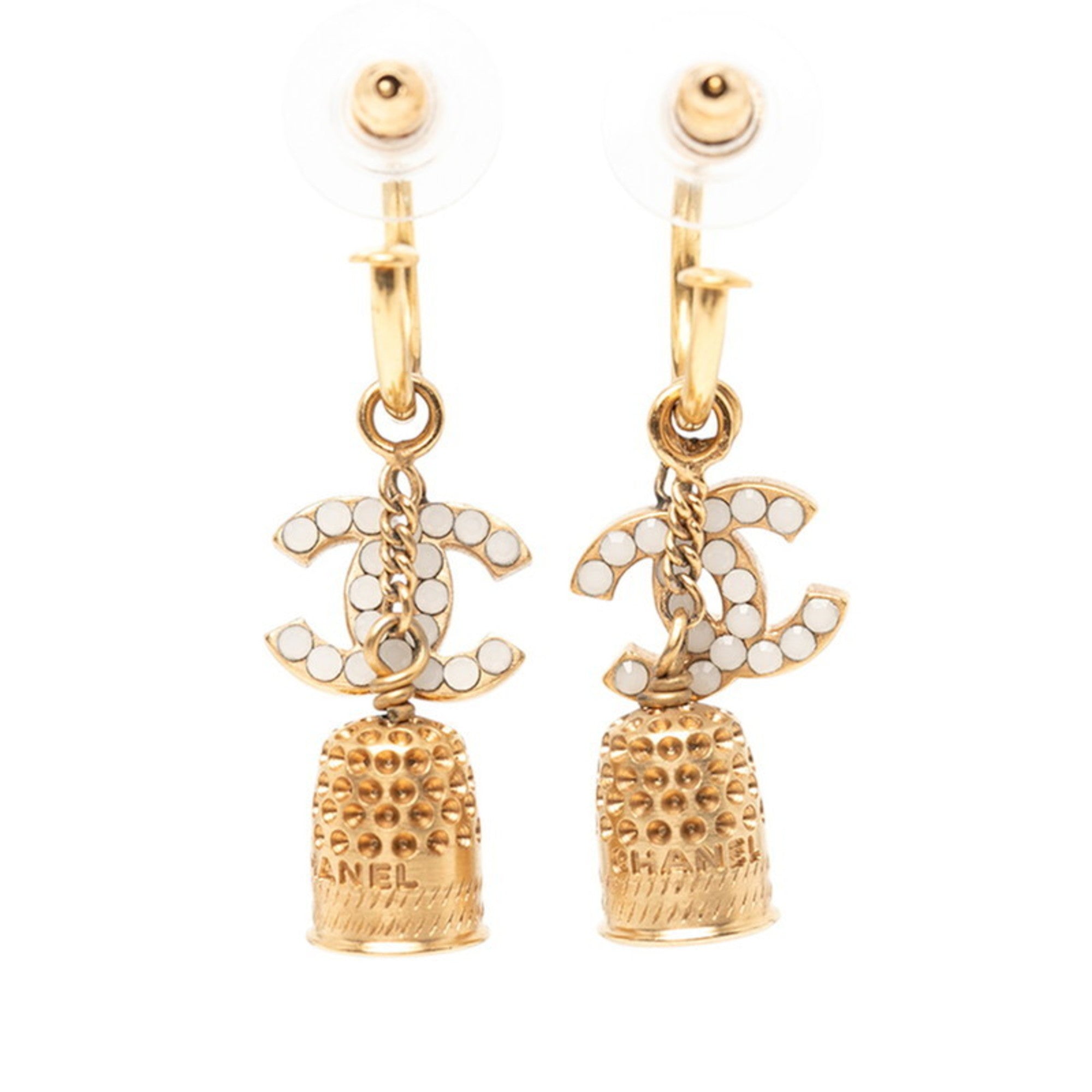 CC Logo Hoop Earrings Metal Gold-Tone Metal