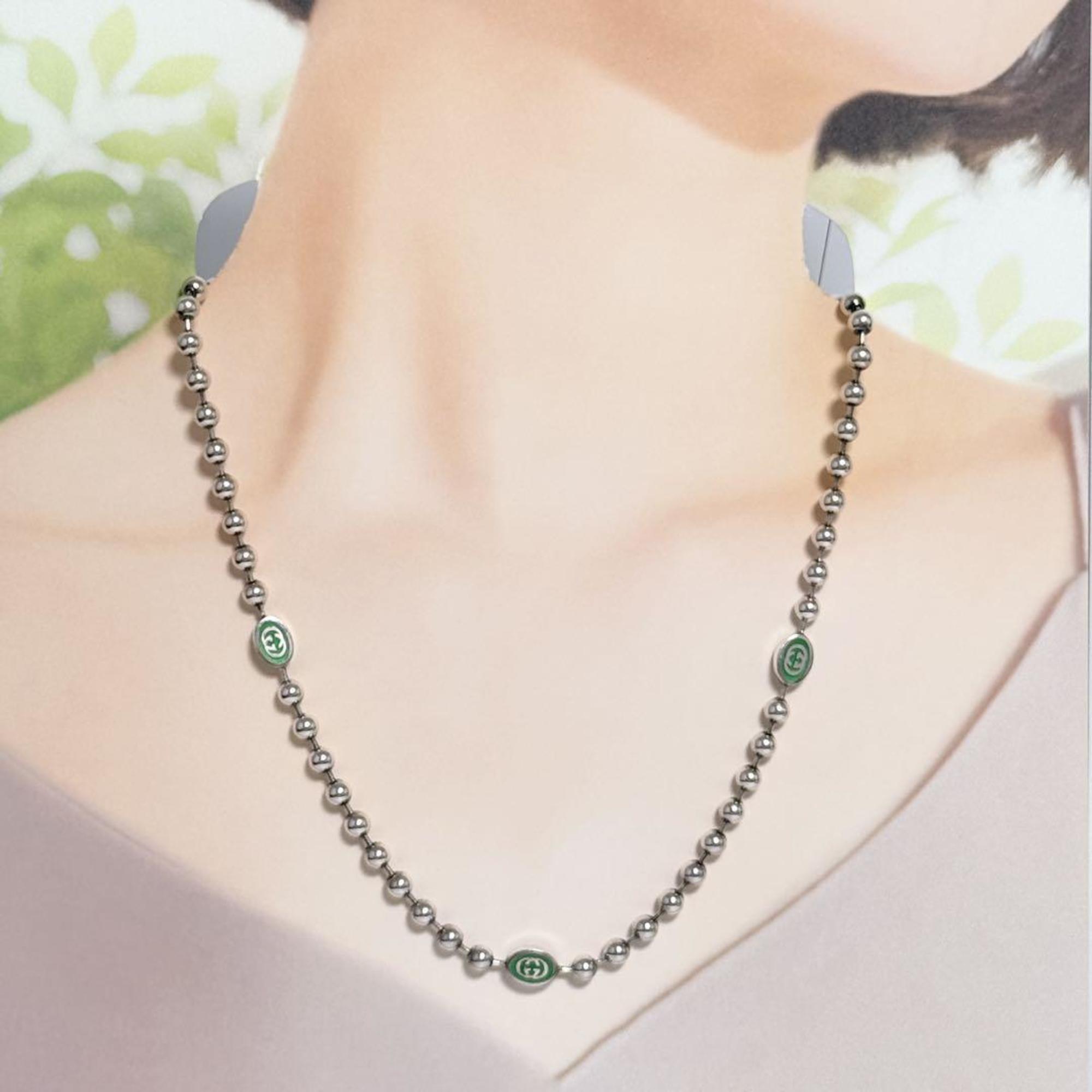 GG Ball Chain Pendant Necklace Sterling Silver