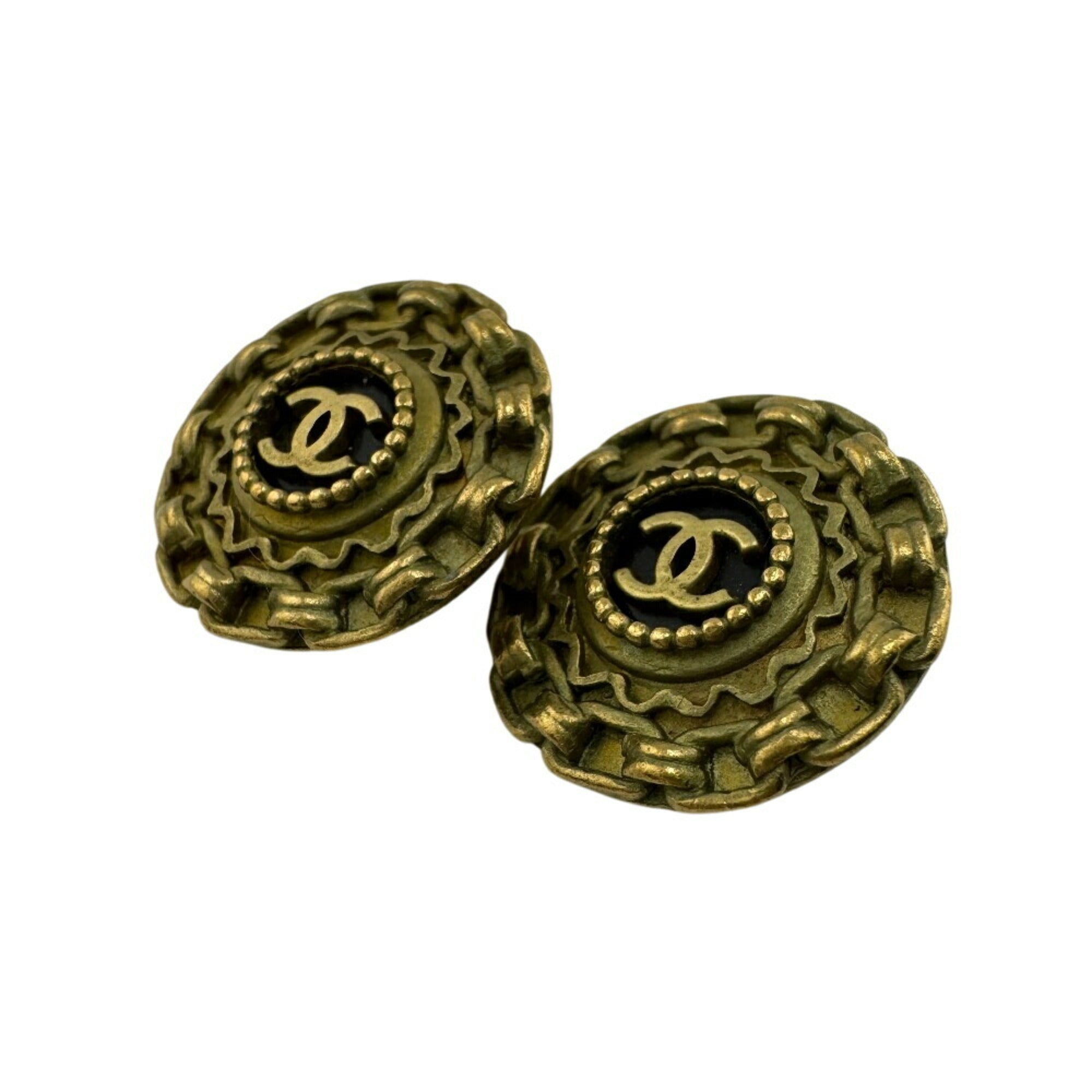 CC Logo Clip-On Earrings Metal Gold-Tone Metal