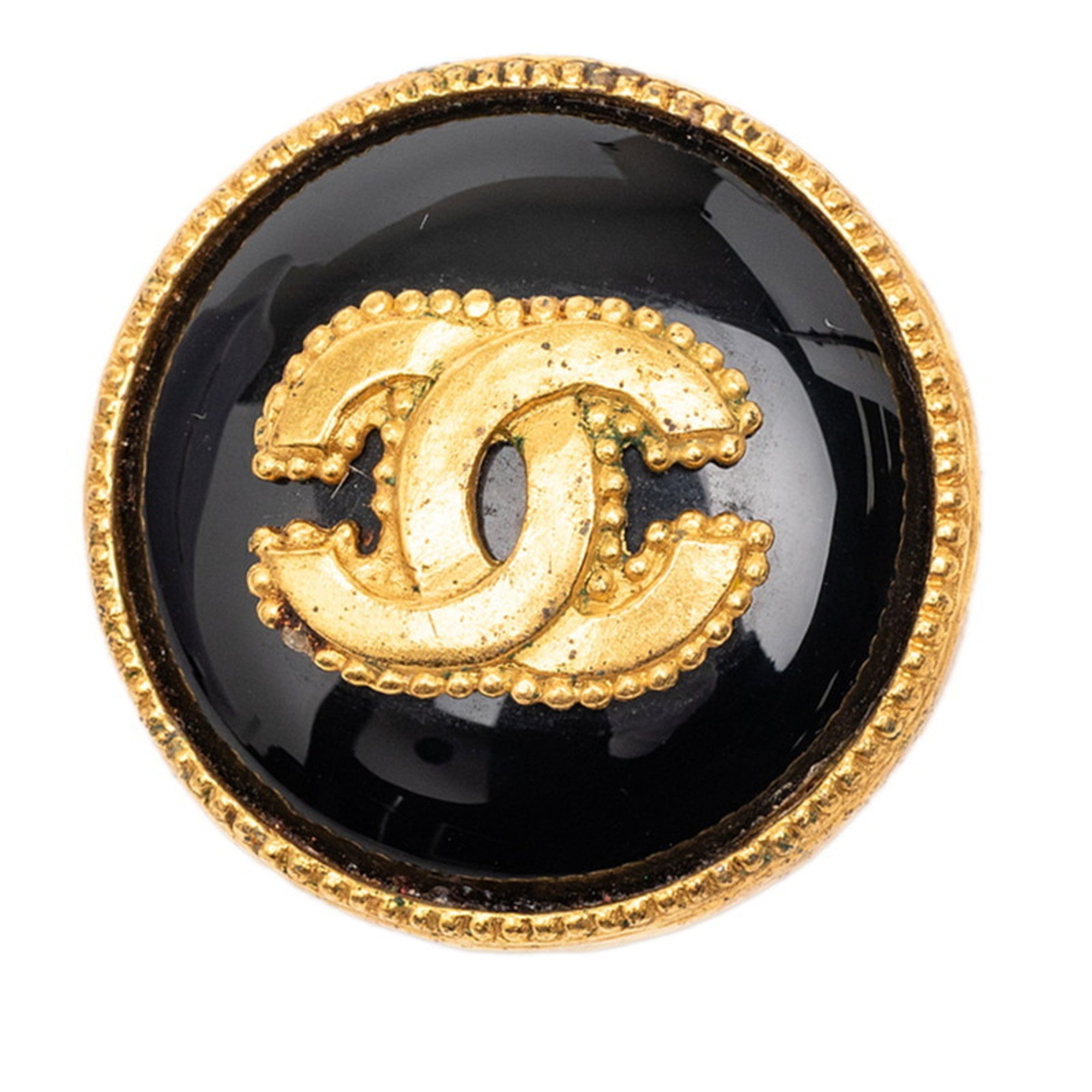 CC Logo Brooch Gold-Tone Metal