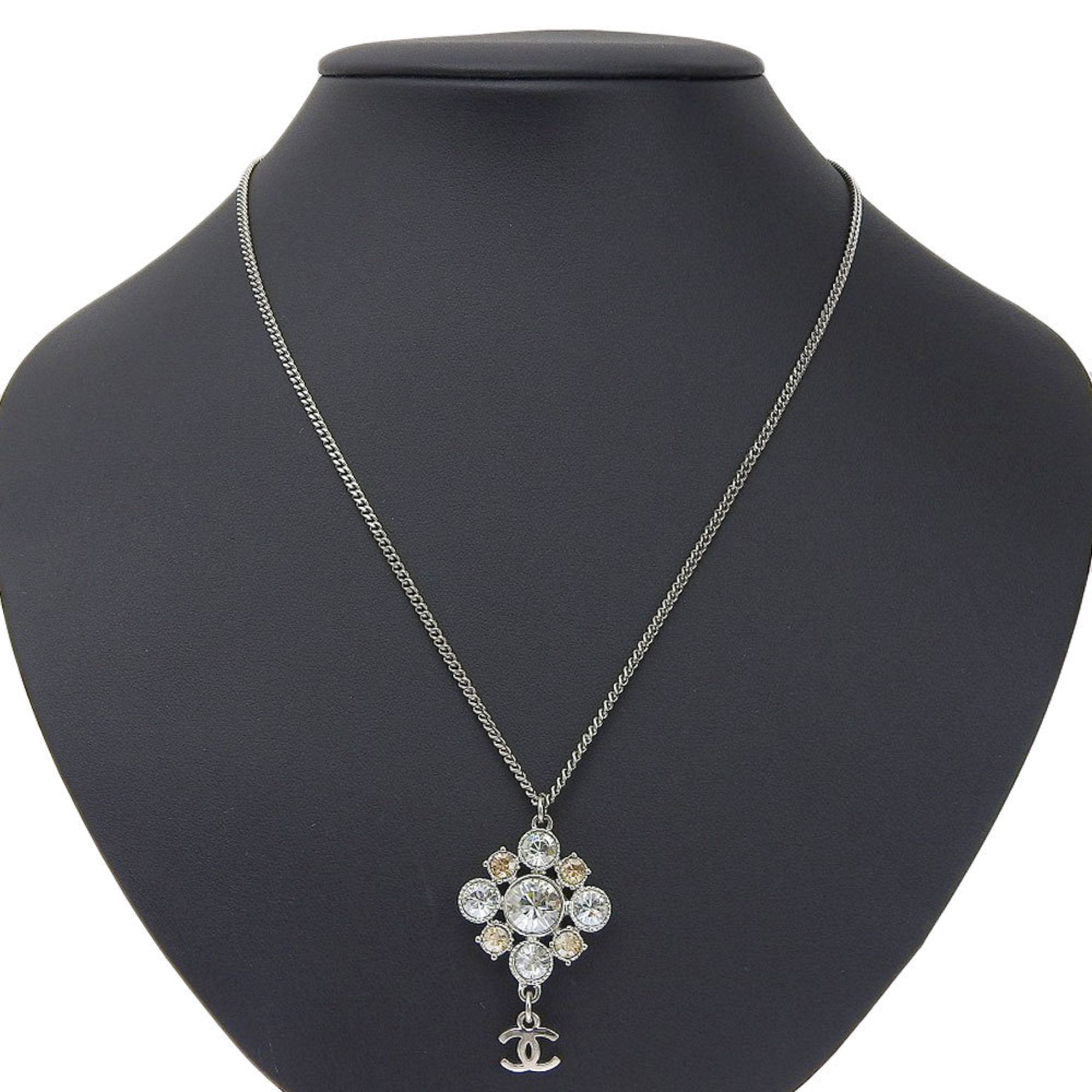 CC Logo Pendant Necklace Silver-Tone Metal