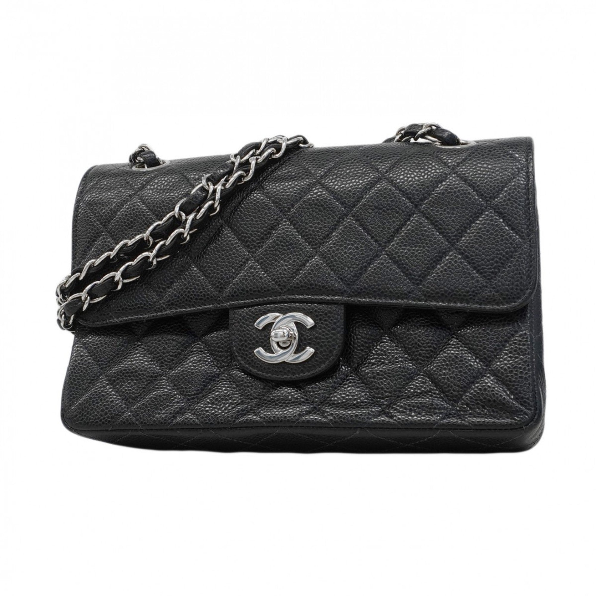 Vintage Classic Double Flap Bag Quilted Caviar Small