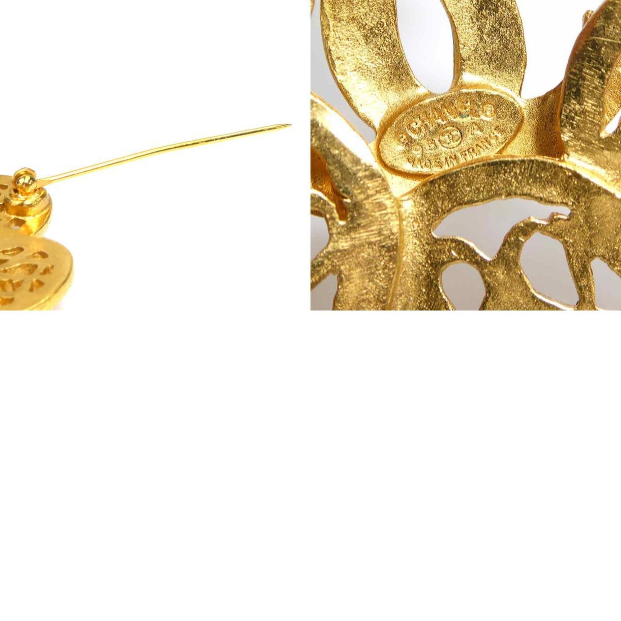 CC Logo Brooch Gold-Tone Metal
