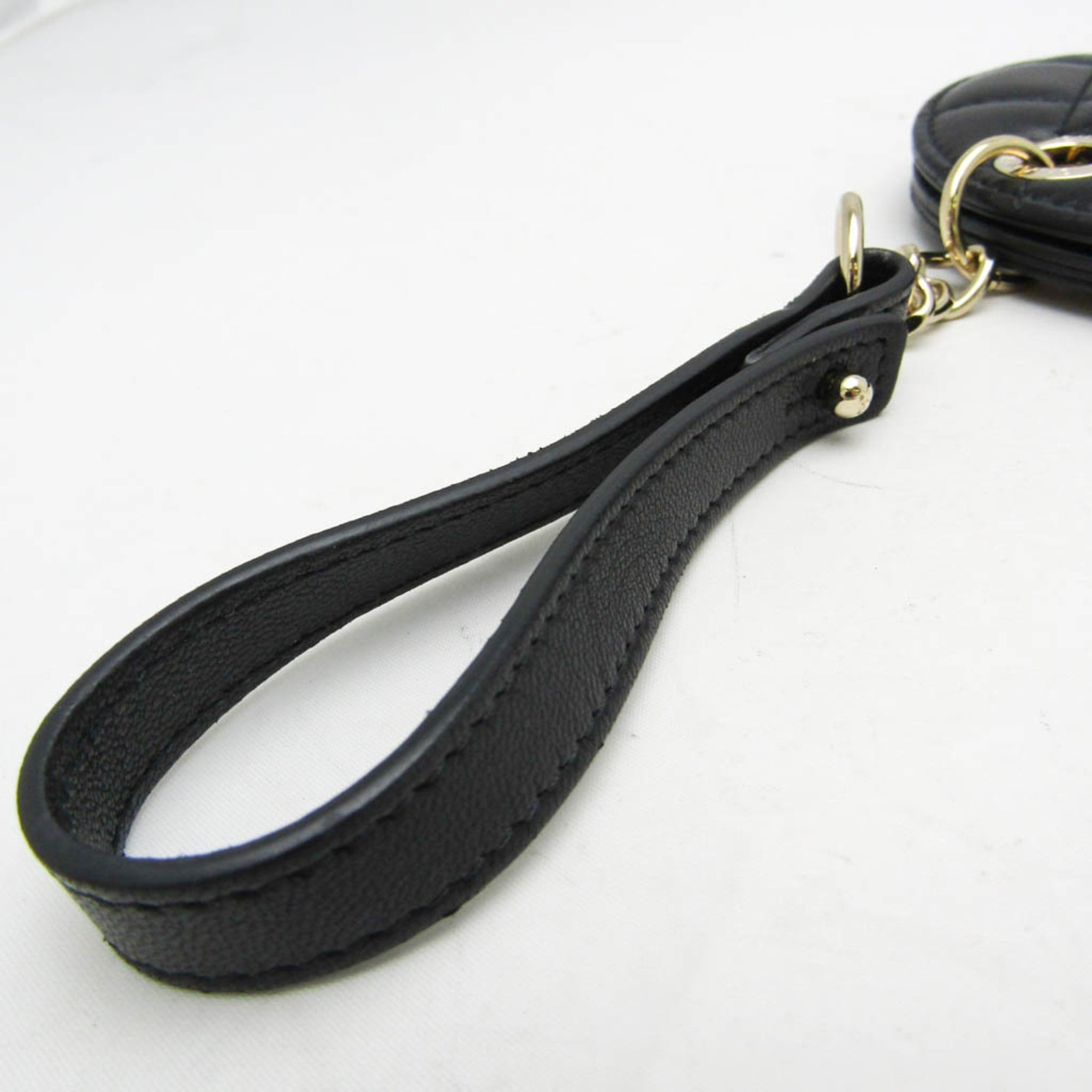 Matelasse Charm Leather Black Handbag Charm