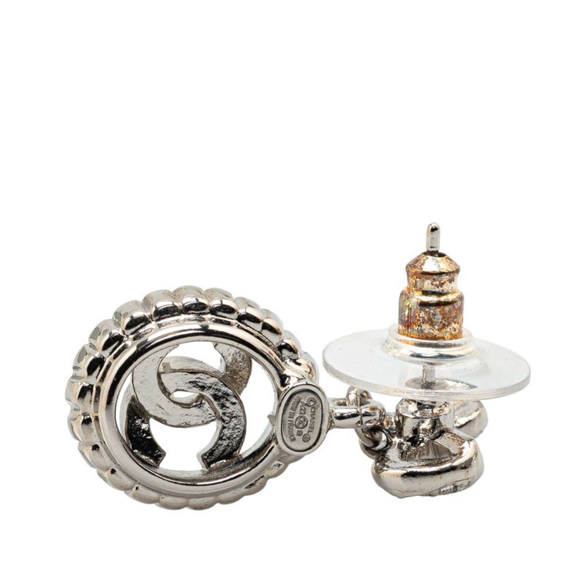 CC Logo Stud Earrings Silver-Tone Metal Silver-Tone Metal